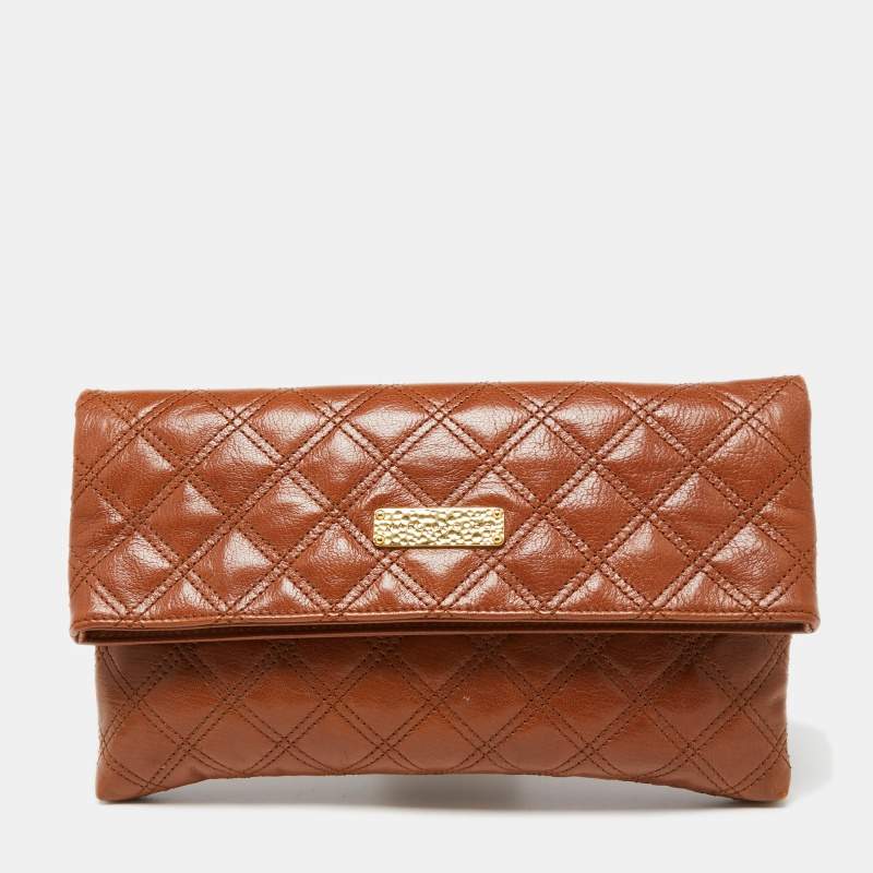 Pre Owned Marc Jacobs Brown Quilted Leather Large Eugenie Clutch