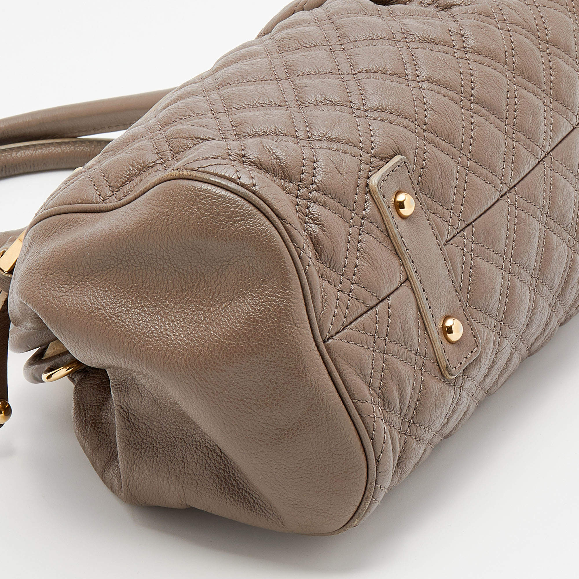 Pre Owned Marc Jacobs Grey Quilted Leather Stam Satchel