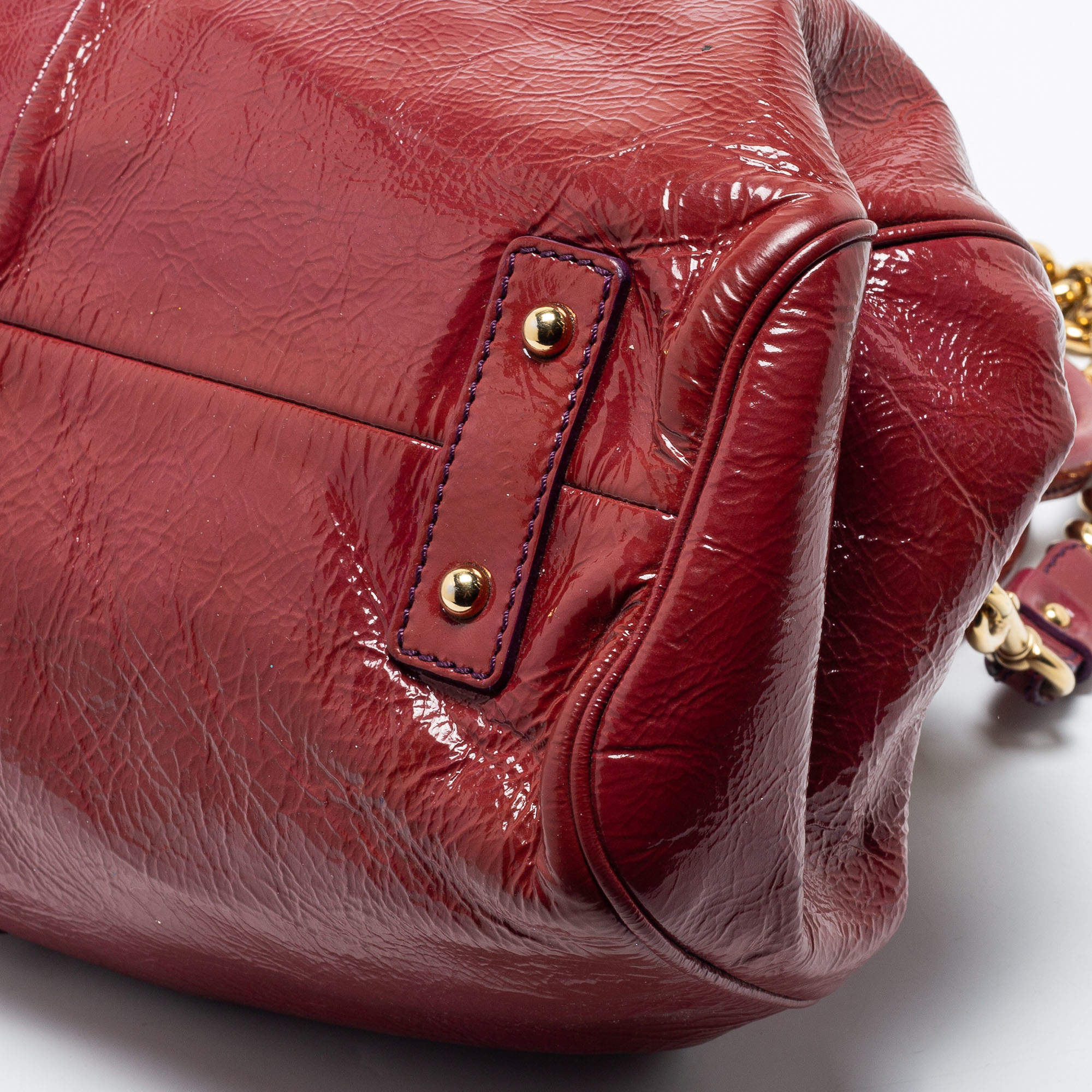Pre Owned Marc Jacobs Red Patent Leather Stam Satchel