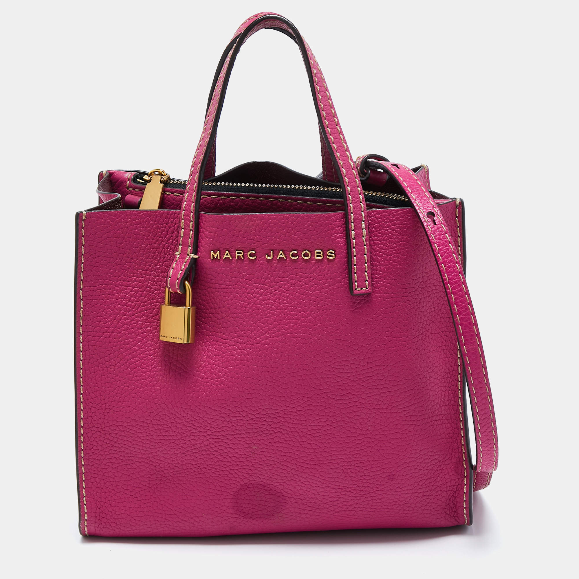Pre Owned Marc Jacobs Pink Leather Mini Grind Tote