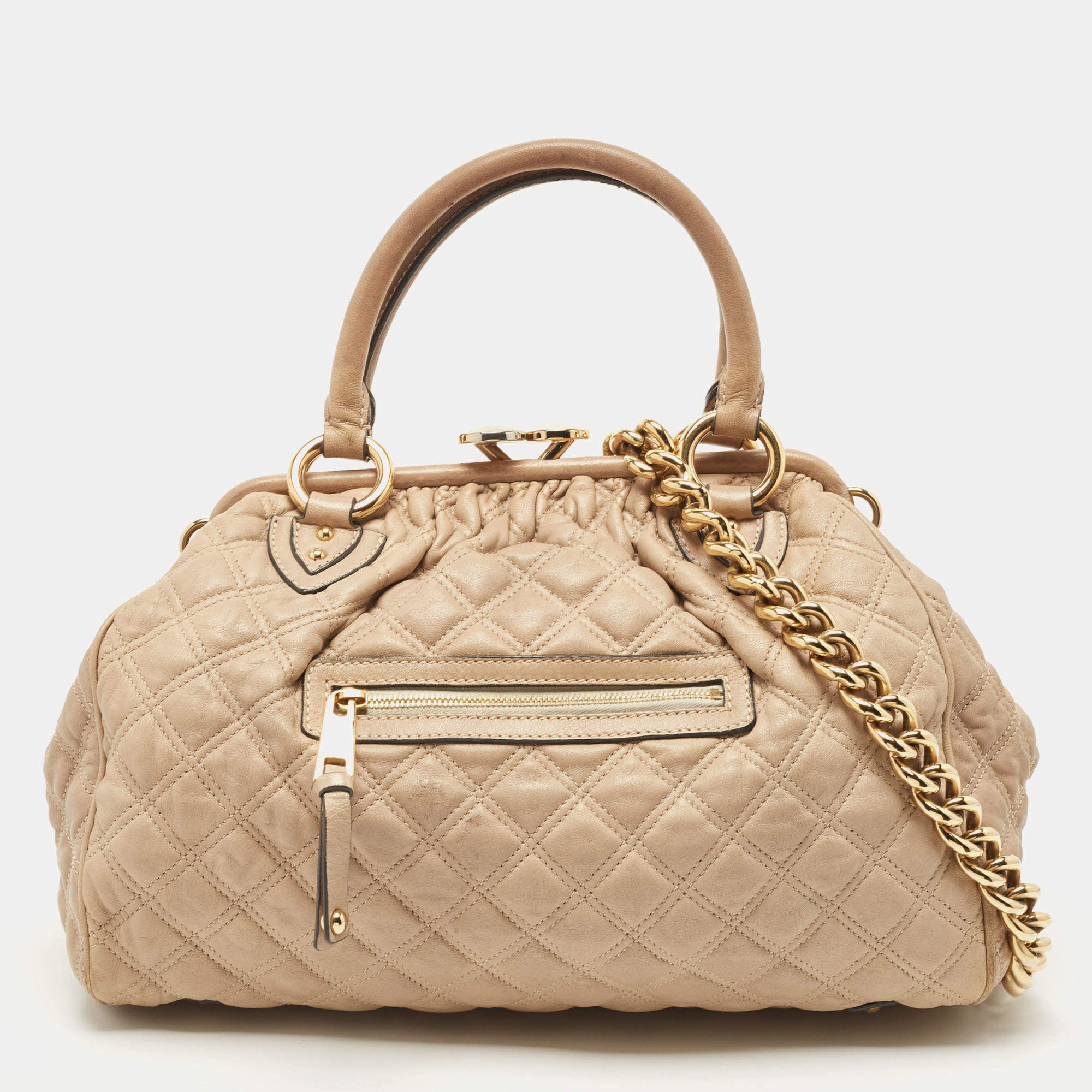 Pre Owned Marc Jacobs Beige Quilted Leather Stam Shoulder Bag