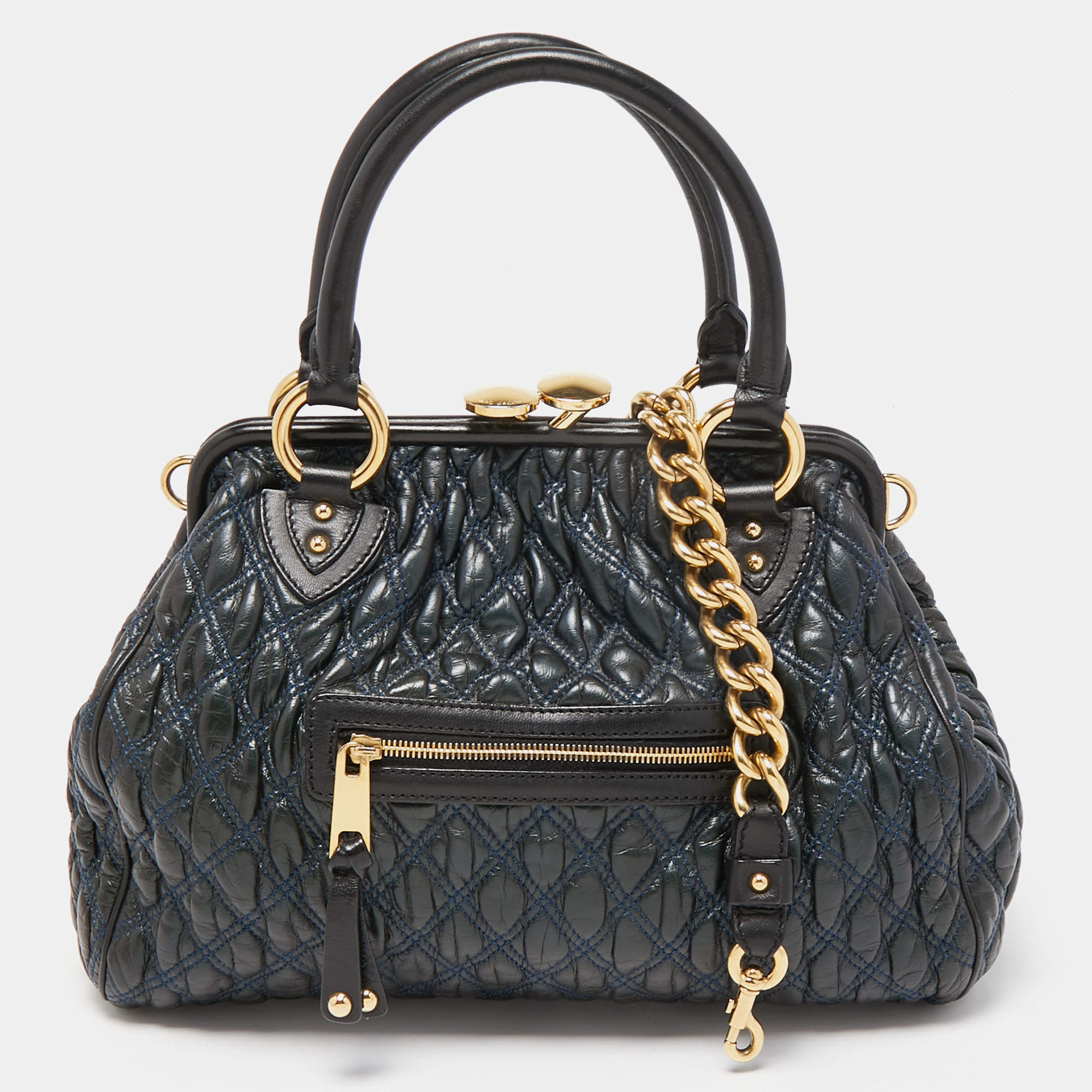 Pre Owned Marc Jacobs Dark Green/Black Quilted Leather Stam Shoulder Bag