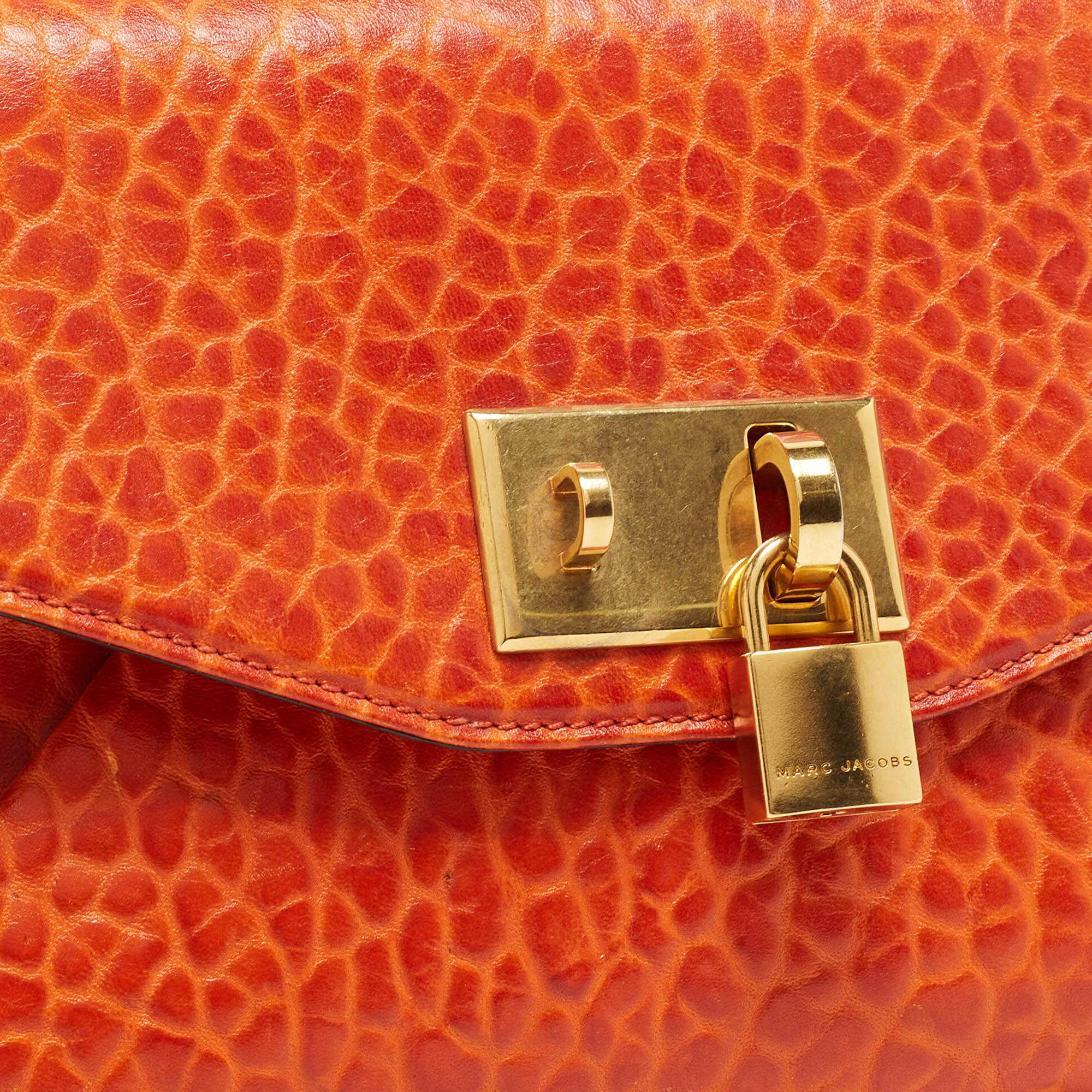 Marc Jacobs Orange Textured Leather Clutch Marc Jacobs