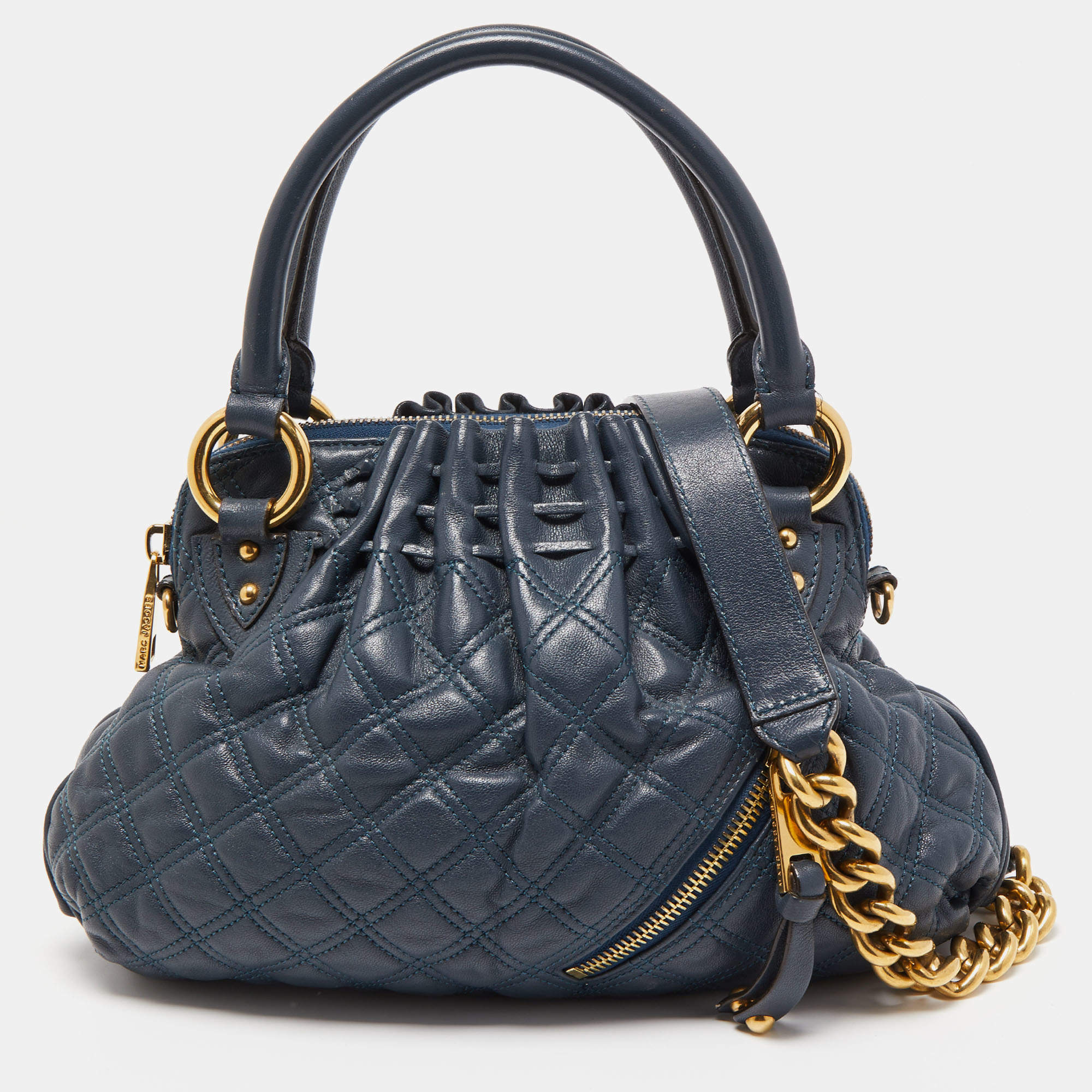 Marc Jacobs Blue Quilted Leather Small Cecilia Satchel