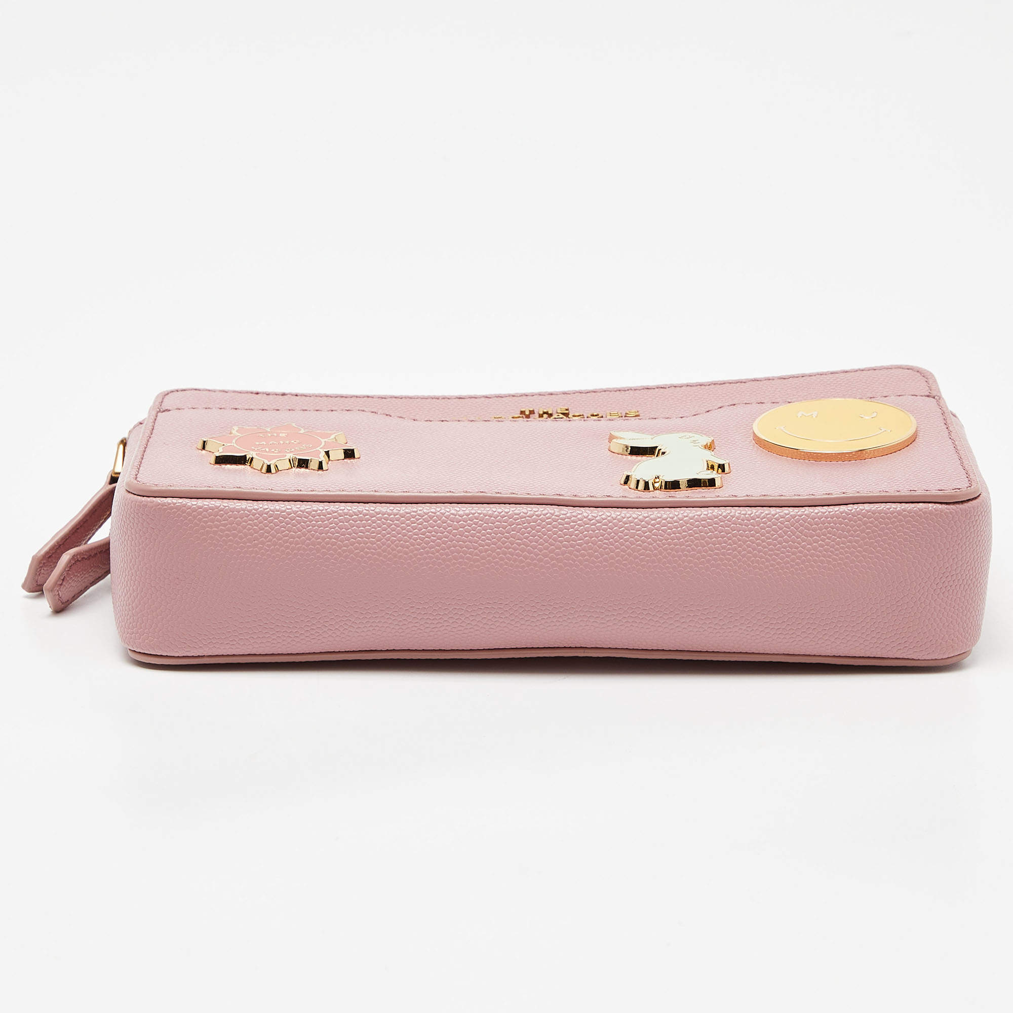 Pre Owned Marc Jacobs Pink Leather Double Zip Chain Clutch