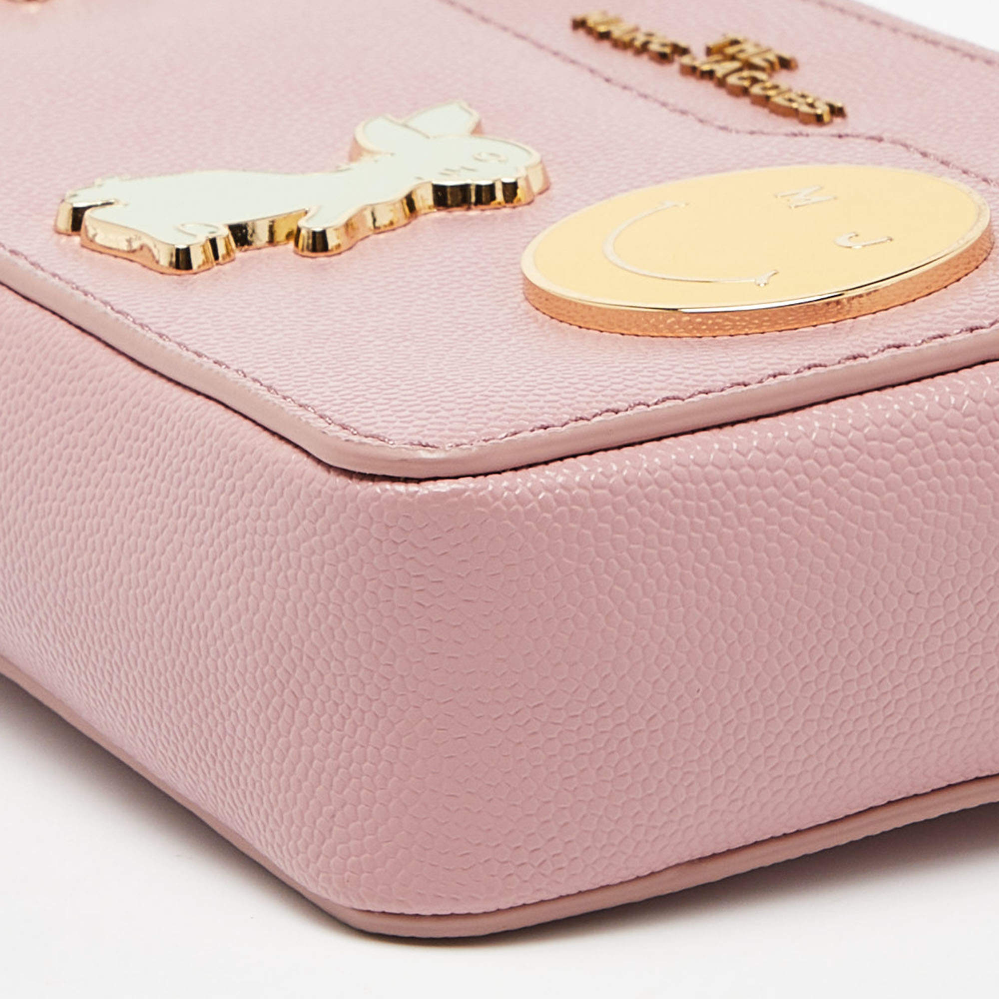 Pre Owned Marc Jacobs Pink Leather Double Zip Chain Clutch