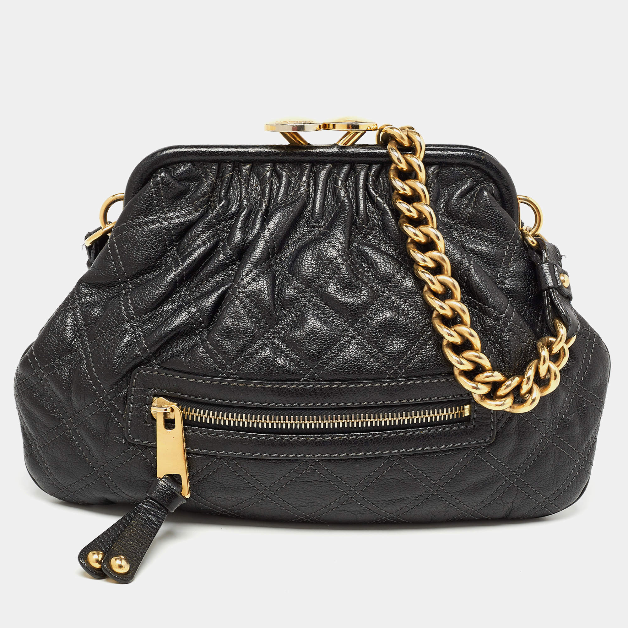 Marc Jacobs Black Quilted Leather Little Stam Shoulder Bag