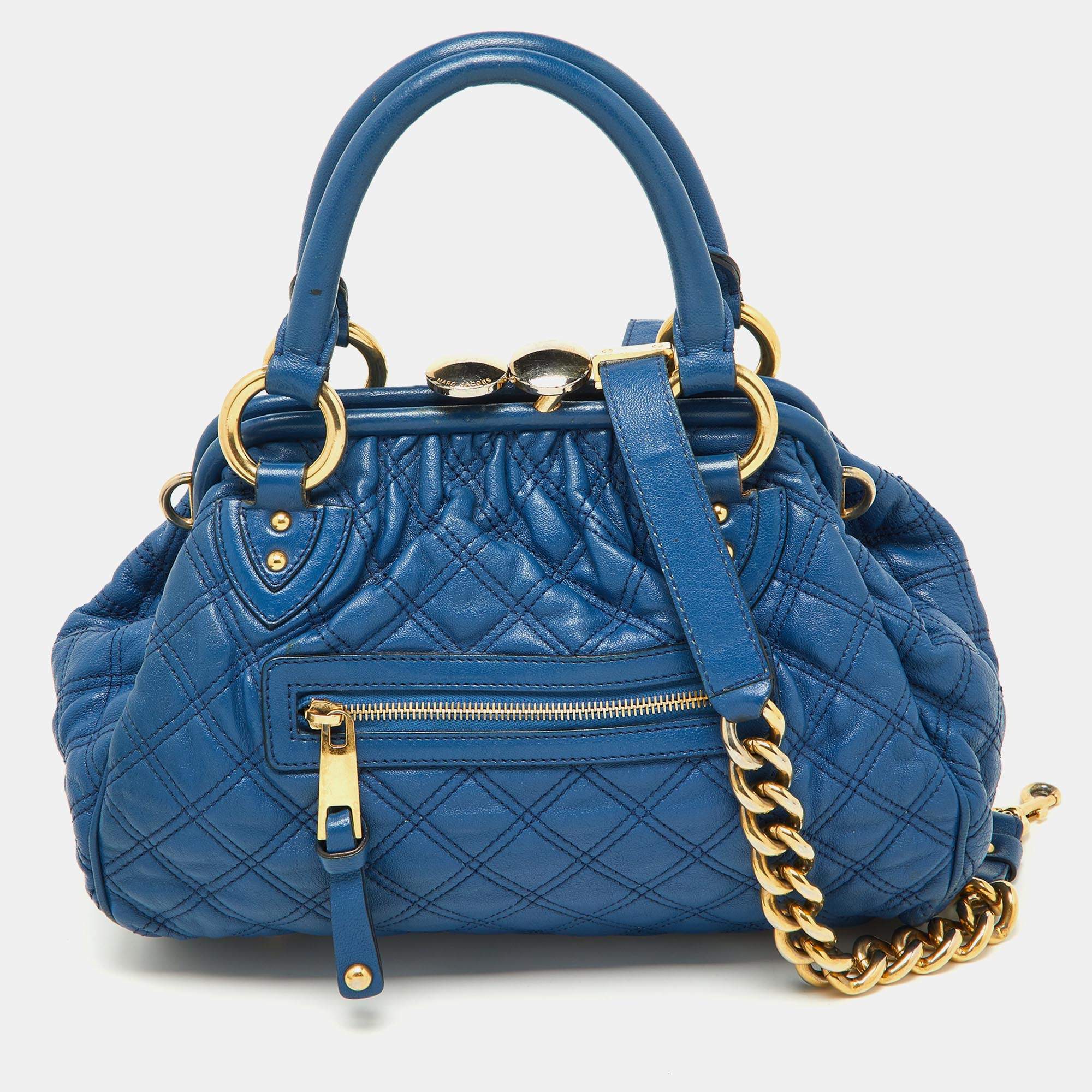 Pre Owned Marc Jacobs Blue Quilted Leather Little Stam Shoulder Bag