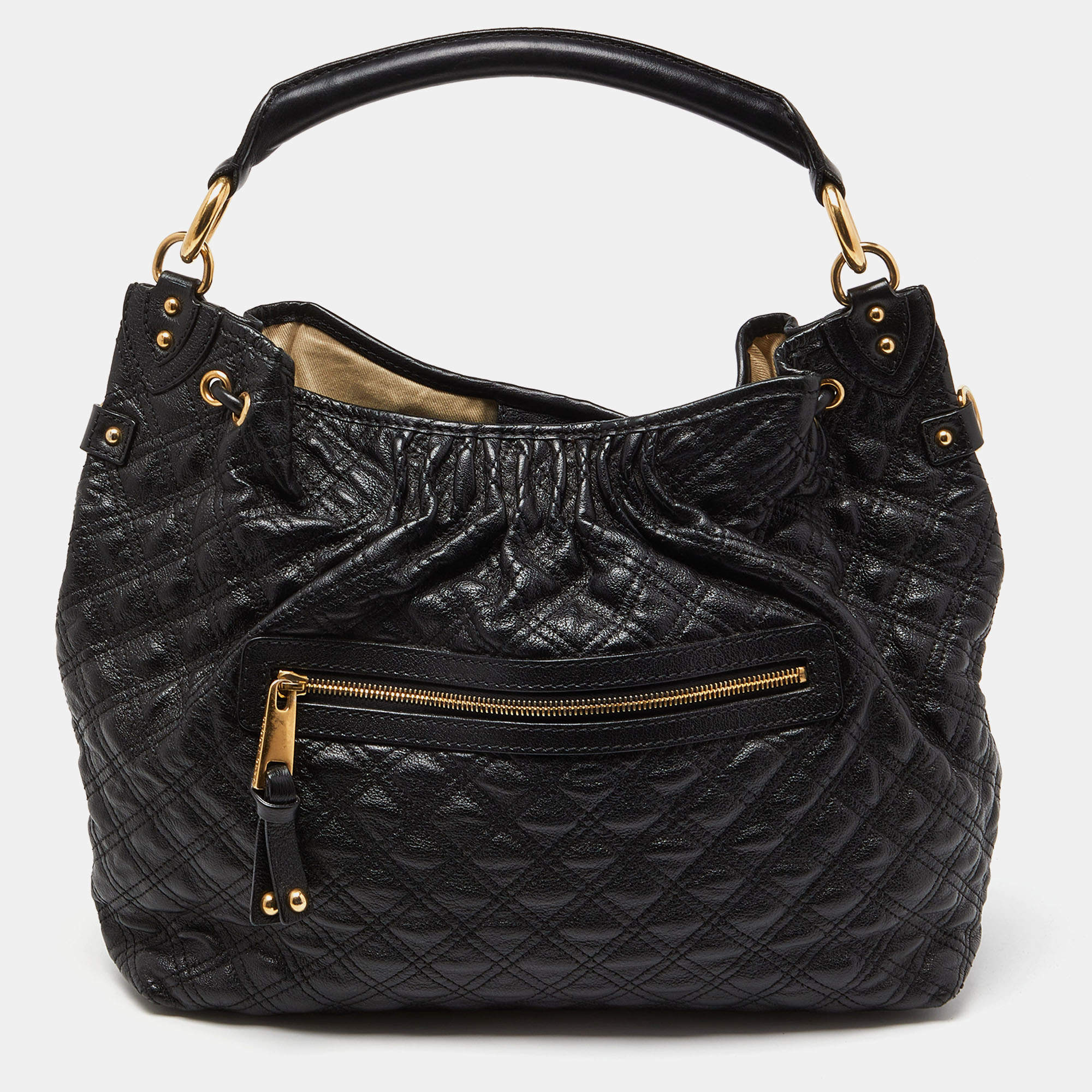 Pre Owned Marc Jacobs Black Quilted Leather Stam Hobo
