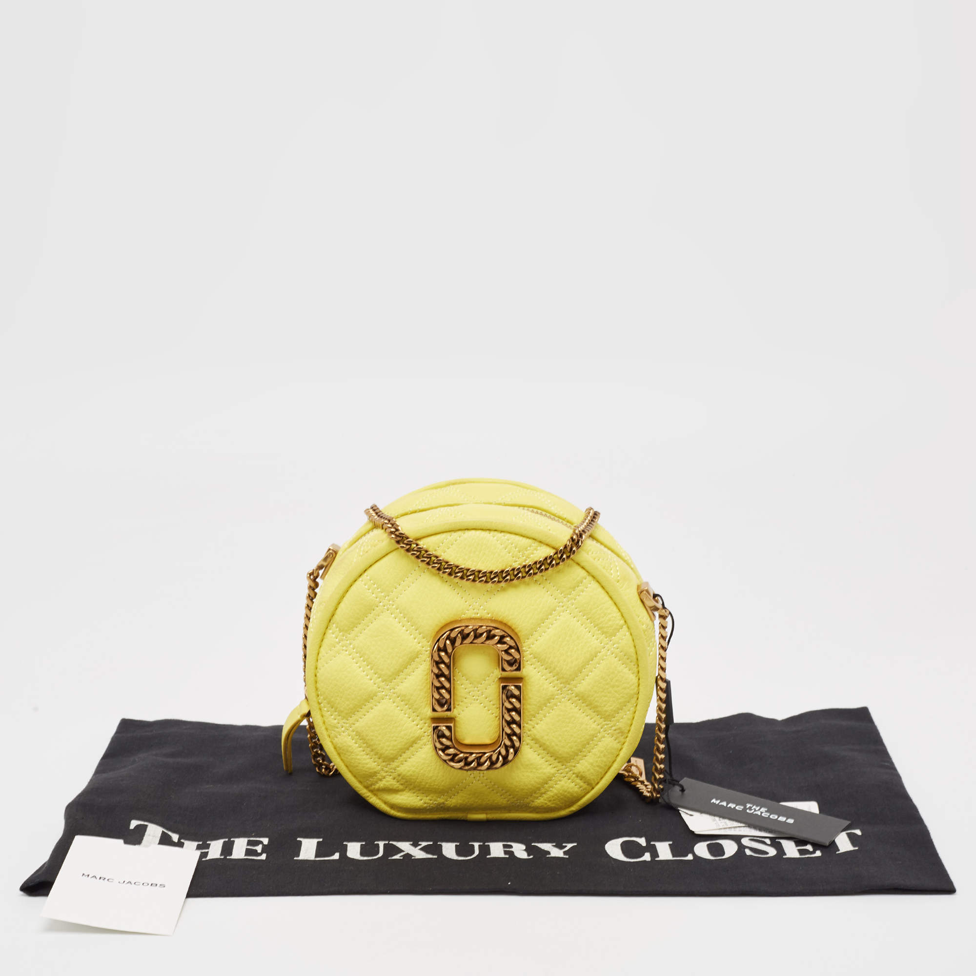 Pre Owned Marc Jacobs Powder Yellow The Status Round Crossbody Bag