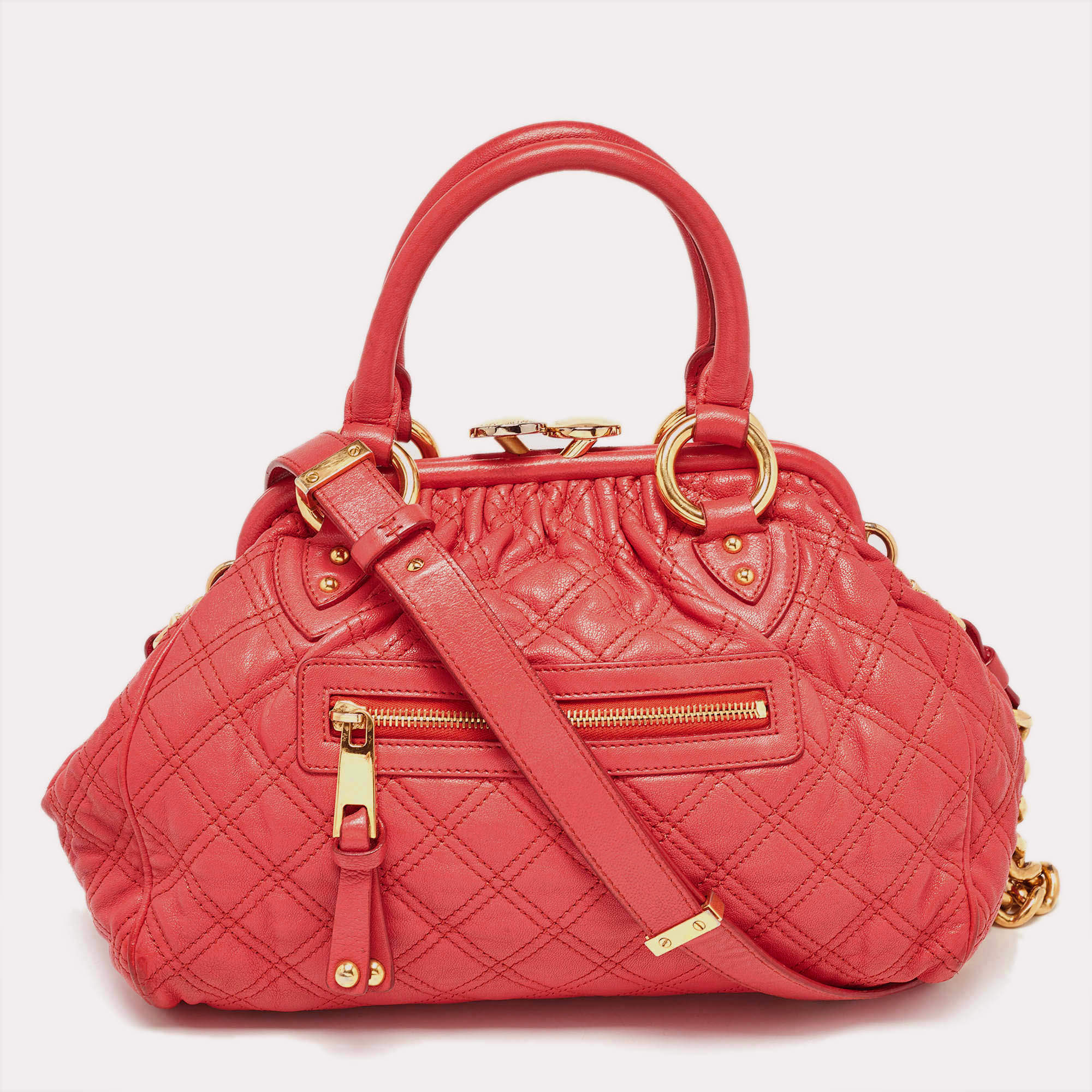 Marc Jacobs Red Quilted Leather Stam Shoulder Bag