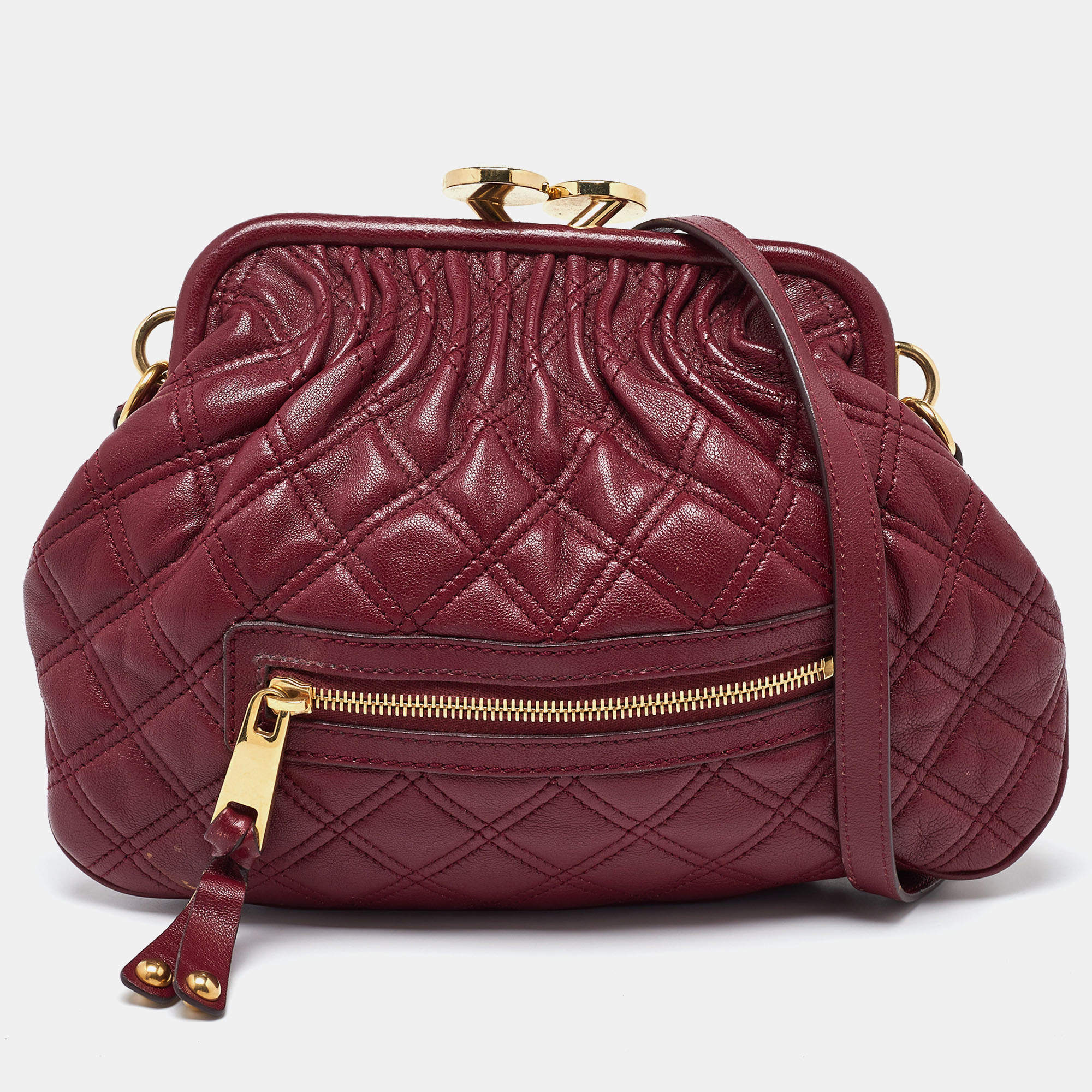 Marc Jacobs Red Quilted Leather Little Stam Shoulder Bag