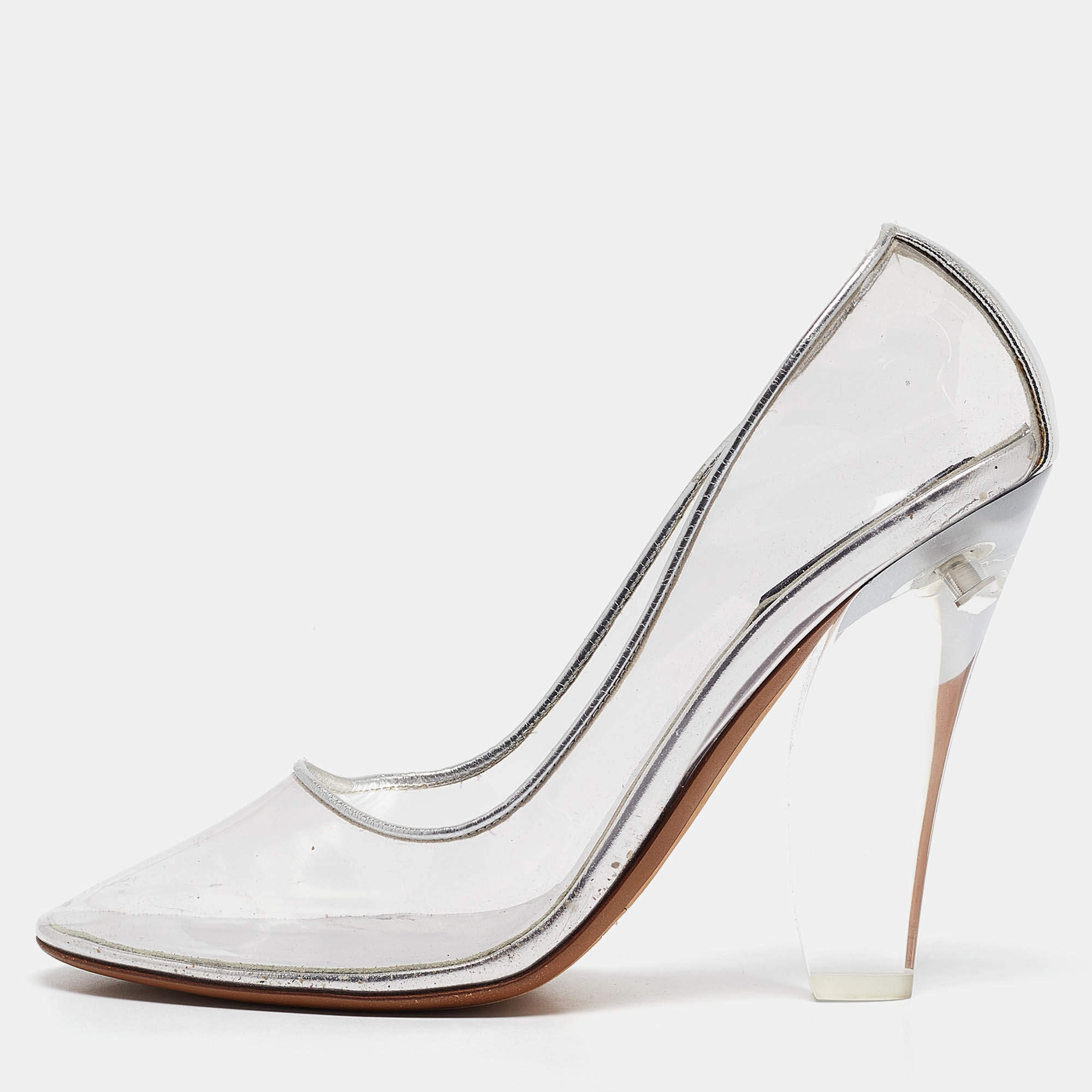 Marc Jacobs Transparent Leather and PVC Block Heel Pumps Size 38