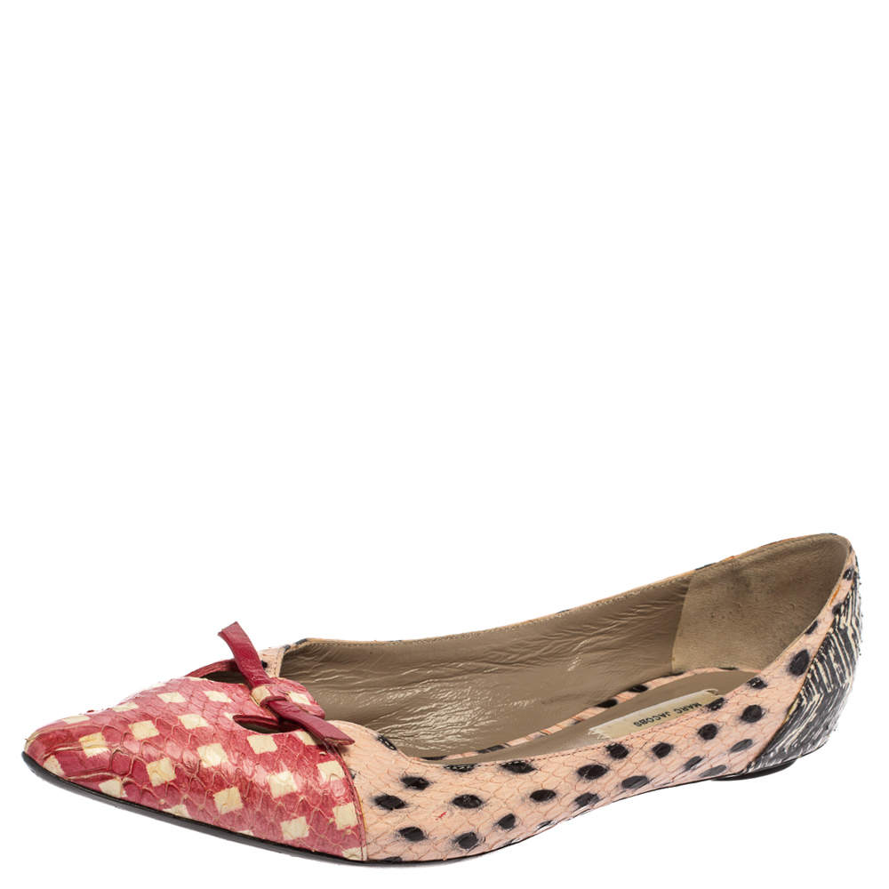 Marc Jacobs Multicolor Snakeskin Cut out Mouse Pointed-Toe Flats Size 36