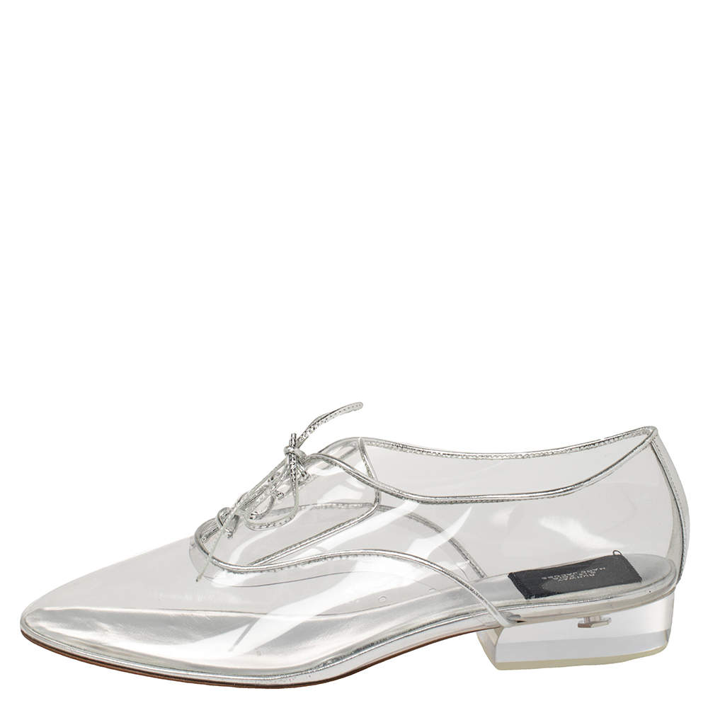 Marc Jacobs Silver PVC and Leather Transparent Clear Heel Oxfords Size 41 Marc Jacobs TLC