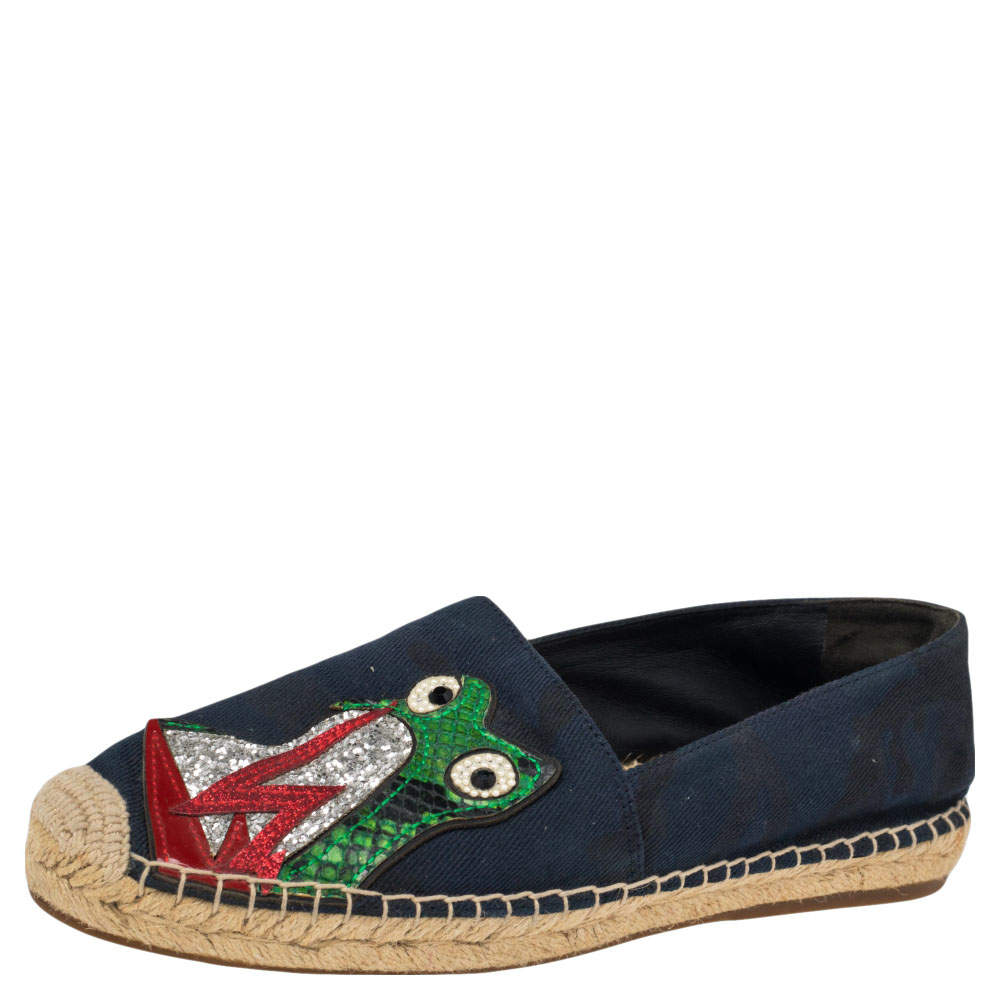 Marc Jacobs Black  Canvas Espadrille Flats Size  38