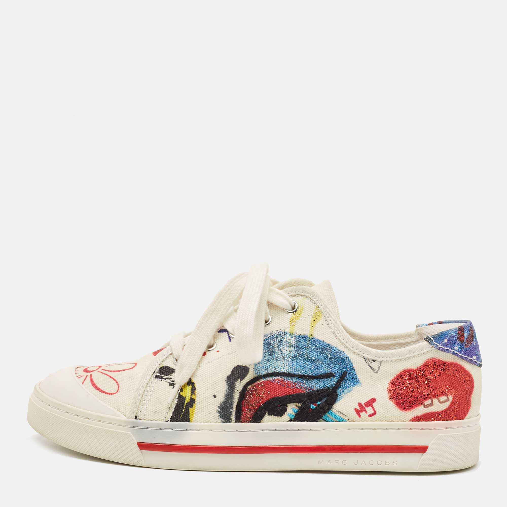 Marc Jacobs Multicolor Flower Print Low Top Sneakers Size 39