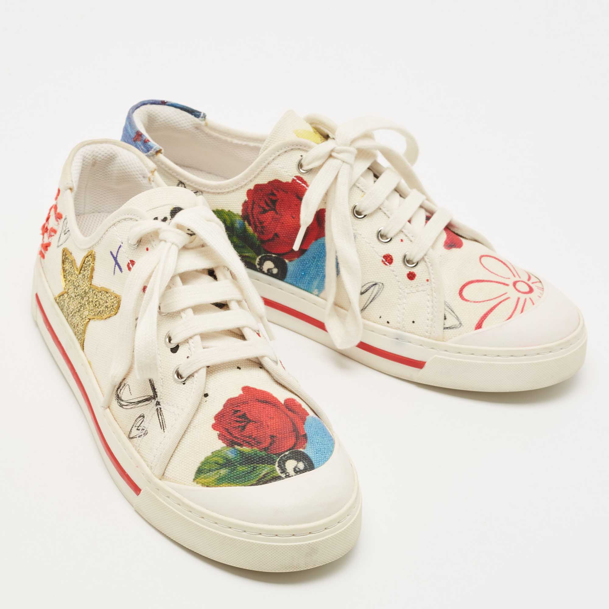 Marc Jacobs Multicolor Flower Print Low Top Sneakers Size 39