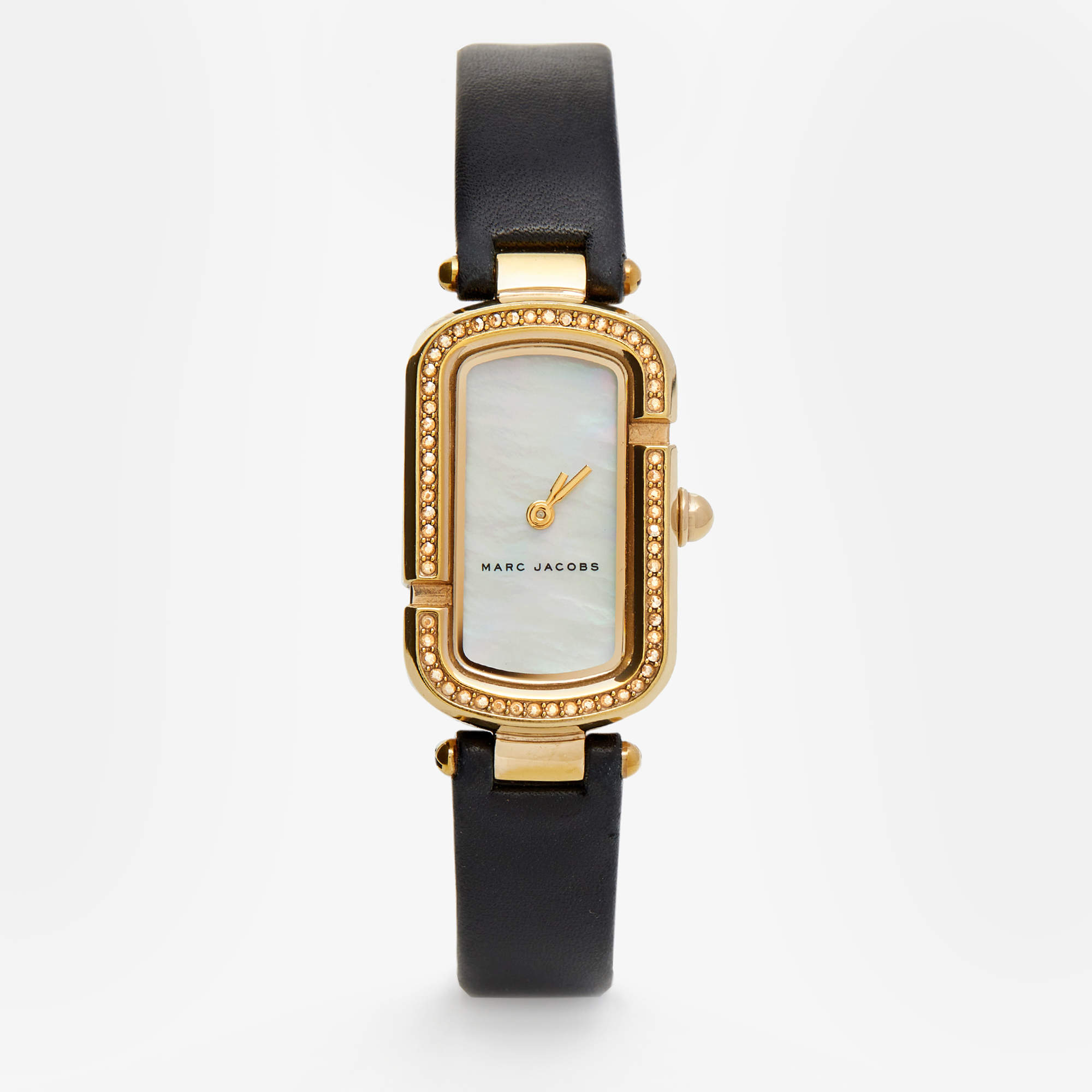 Marc By Marc Jacobs Mother Of Pearl Gold Plated Stainless Steel Leather The Jacobs MJ1495 Women's Wristwatch 20 mm