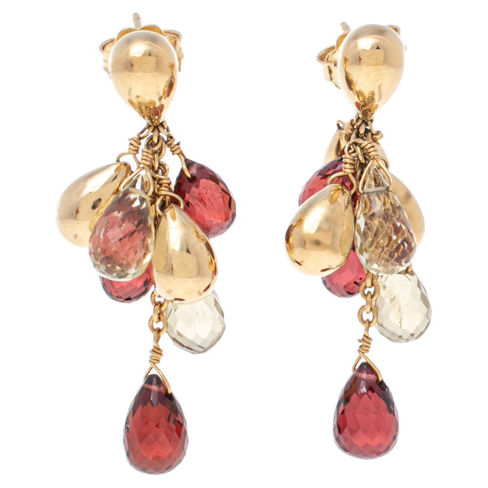 Marco Bicego Multicolor Gemstone 18K Yellow Gold Paradise Drop Earrings