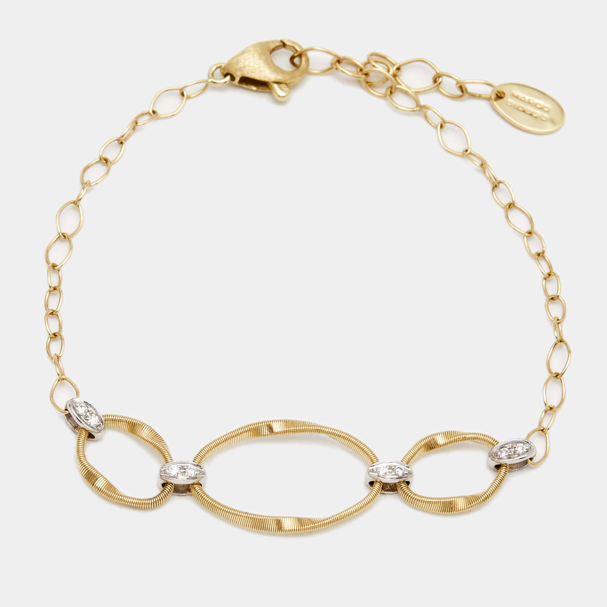 Marco Bicego Marrakech Onde Diamonds 18k Two Tone Gold Link Bracelet