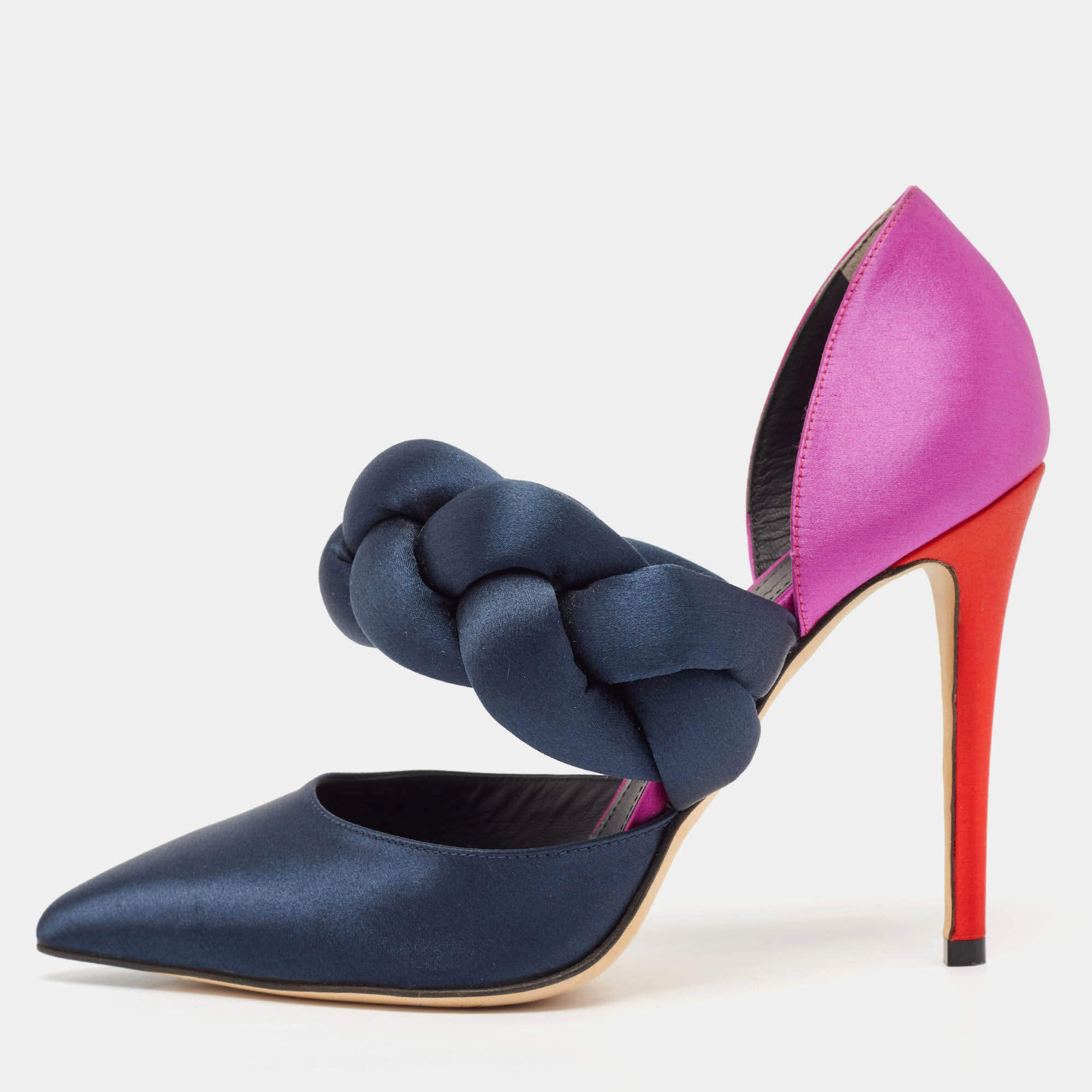 Marco de Vincenzo Multicolor Velvet  Braided Strap Pumps Size 38.5