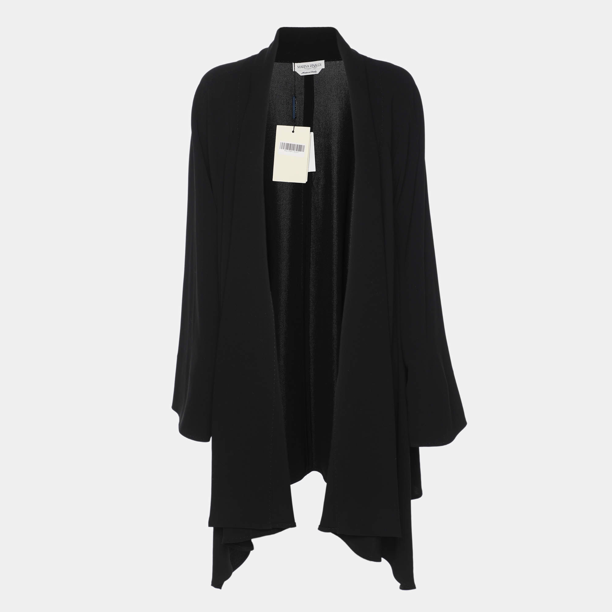 Pre Owned كارديجان مارينا رينالدي أسود بوليستر فضفاض مقاس كبير جدا جدا جدا