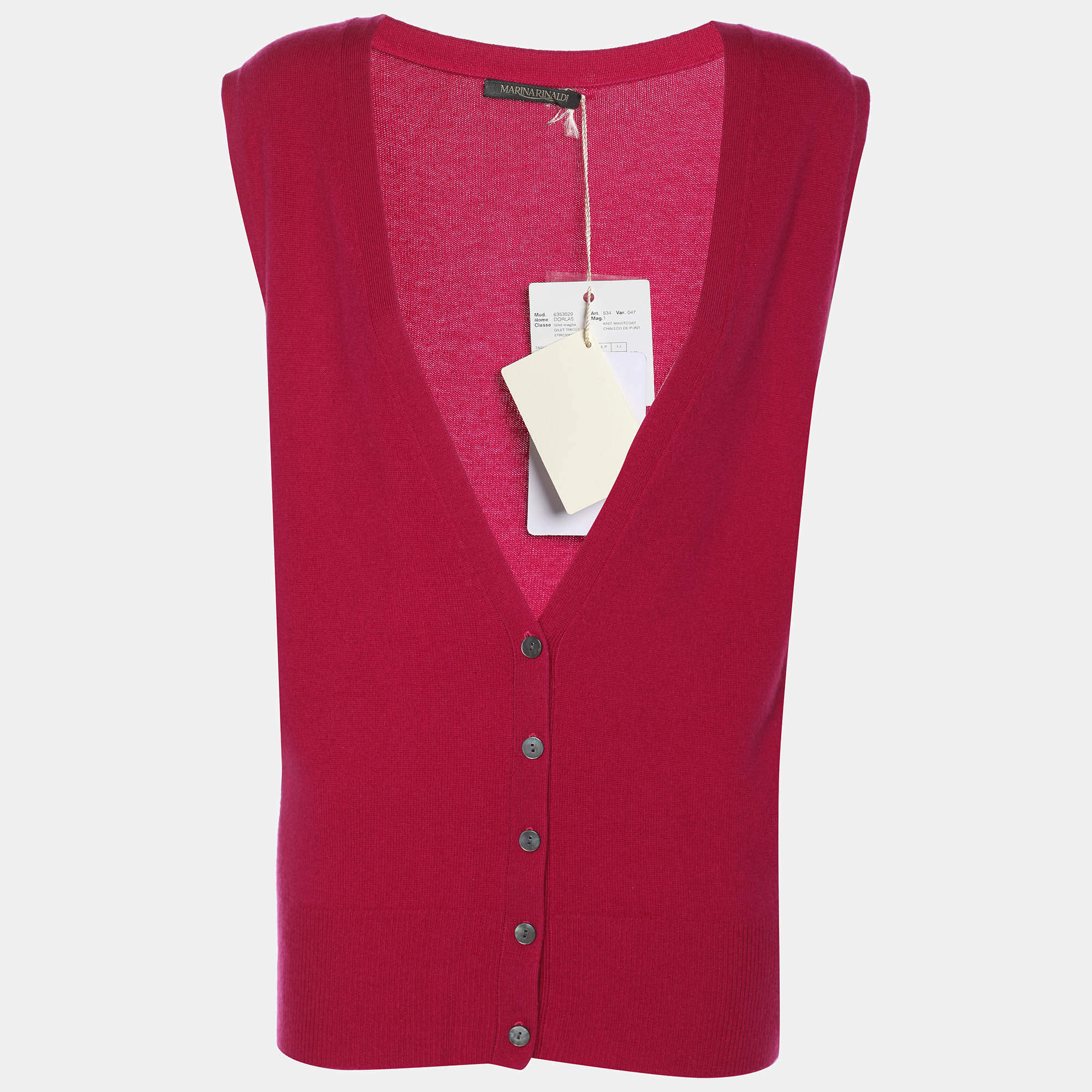 Pre Owned Marina Rinaldi Pink Cashmere Knit Waistcoat XL