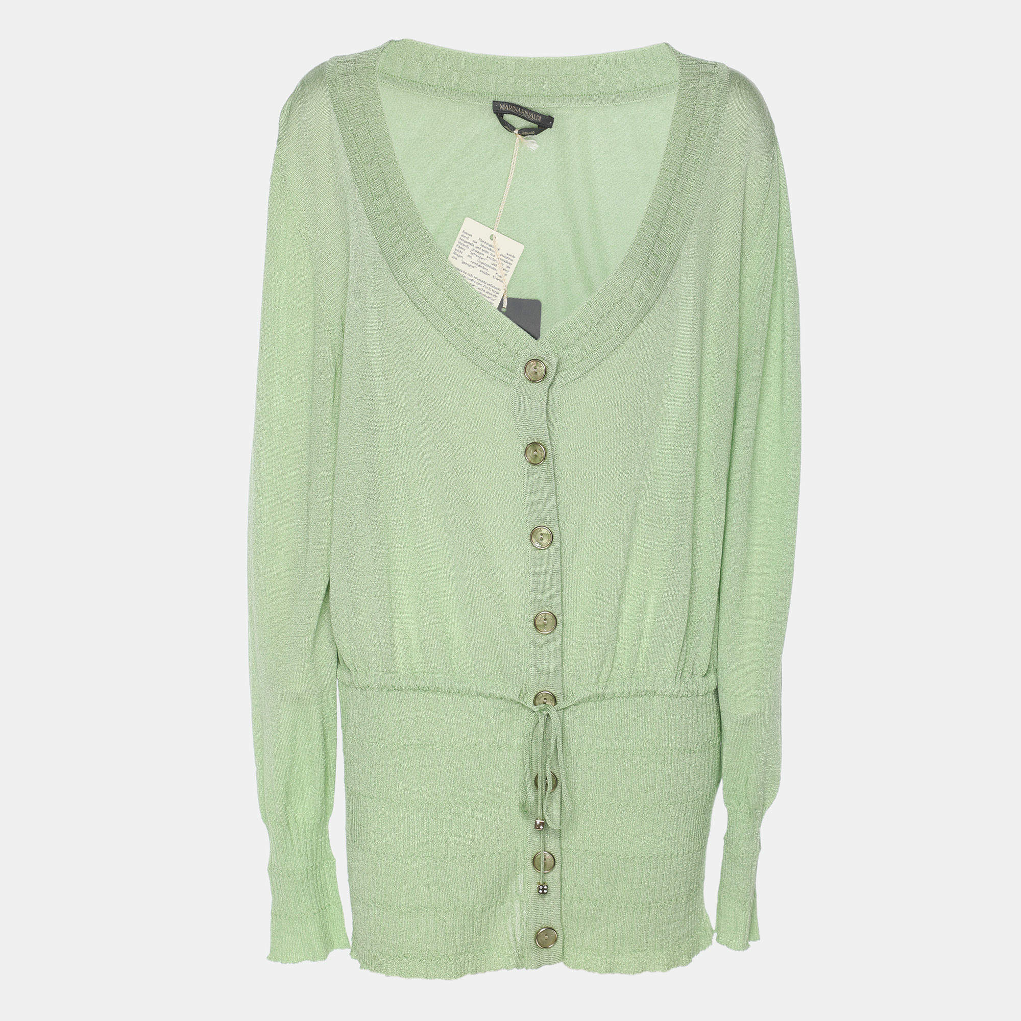 Pre Owned Marina Rinaldi Green Stretch Knit Cardigan XL