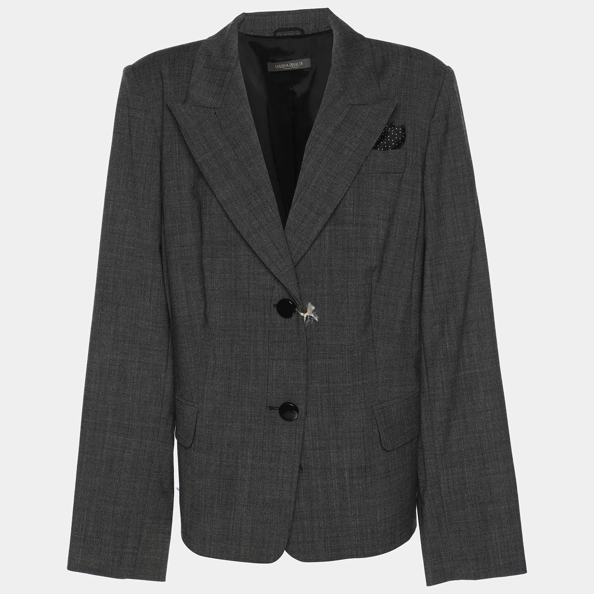 Pre Owned معطف مارينا رينالدي من الصوف الرمادي بقصة محيط مقاس كبير