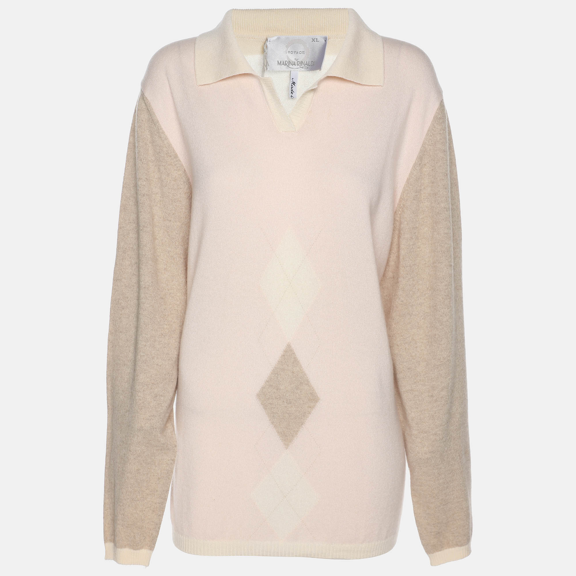 Pre Owned سترة فويج مارينا رينالدي متعددة الألوان كشمير مقاس كبير جداً