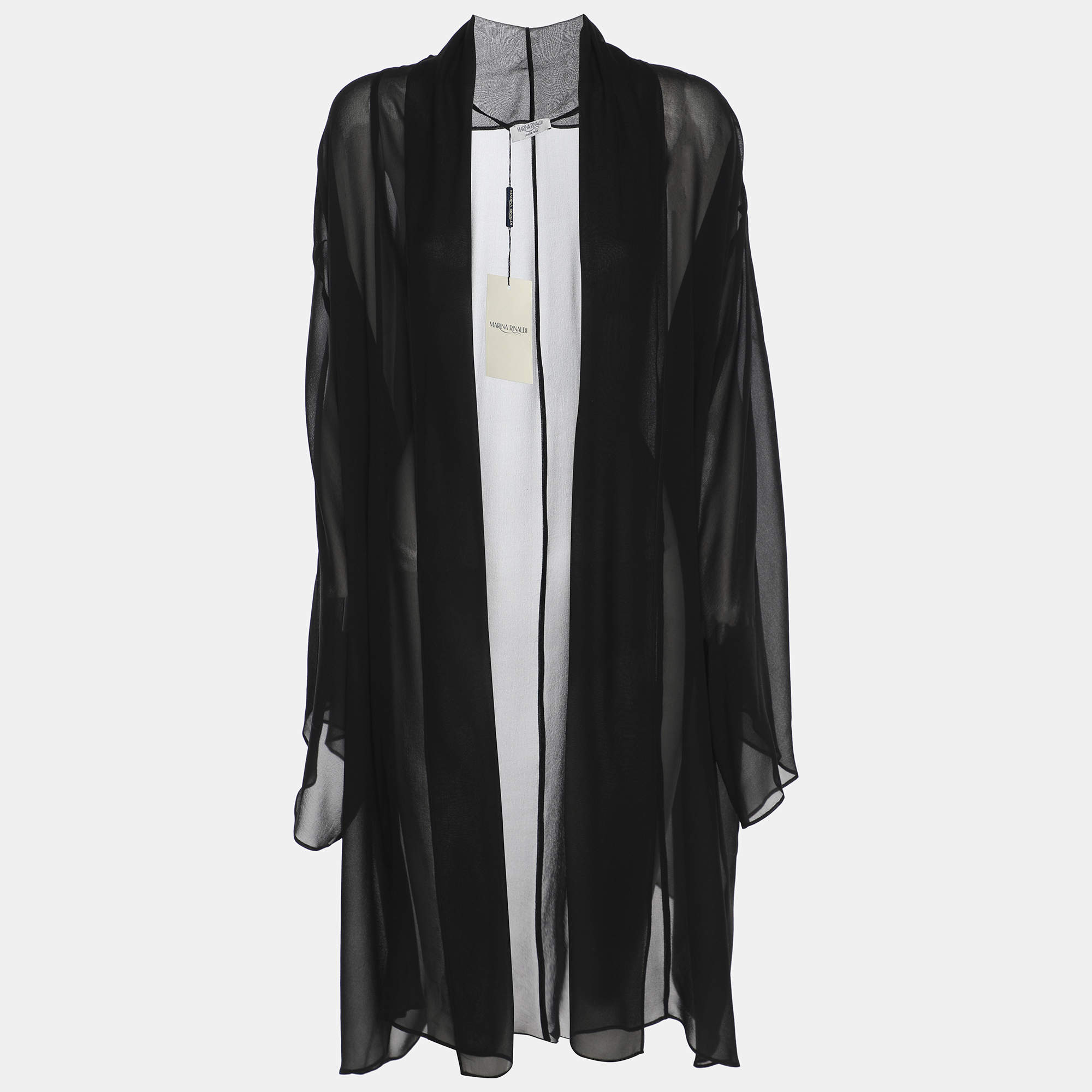 Pre Owned Marina Rinaldi Black Silk Cardigan L