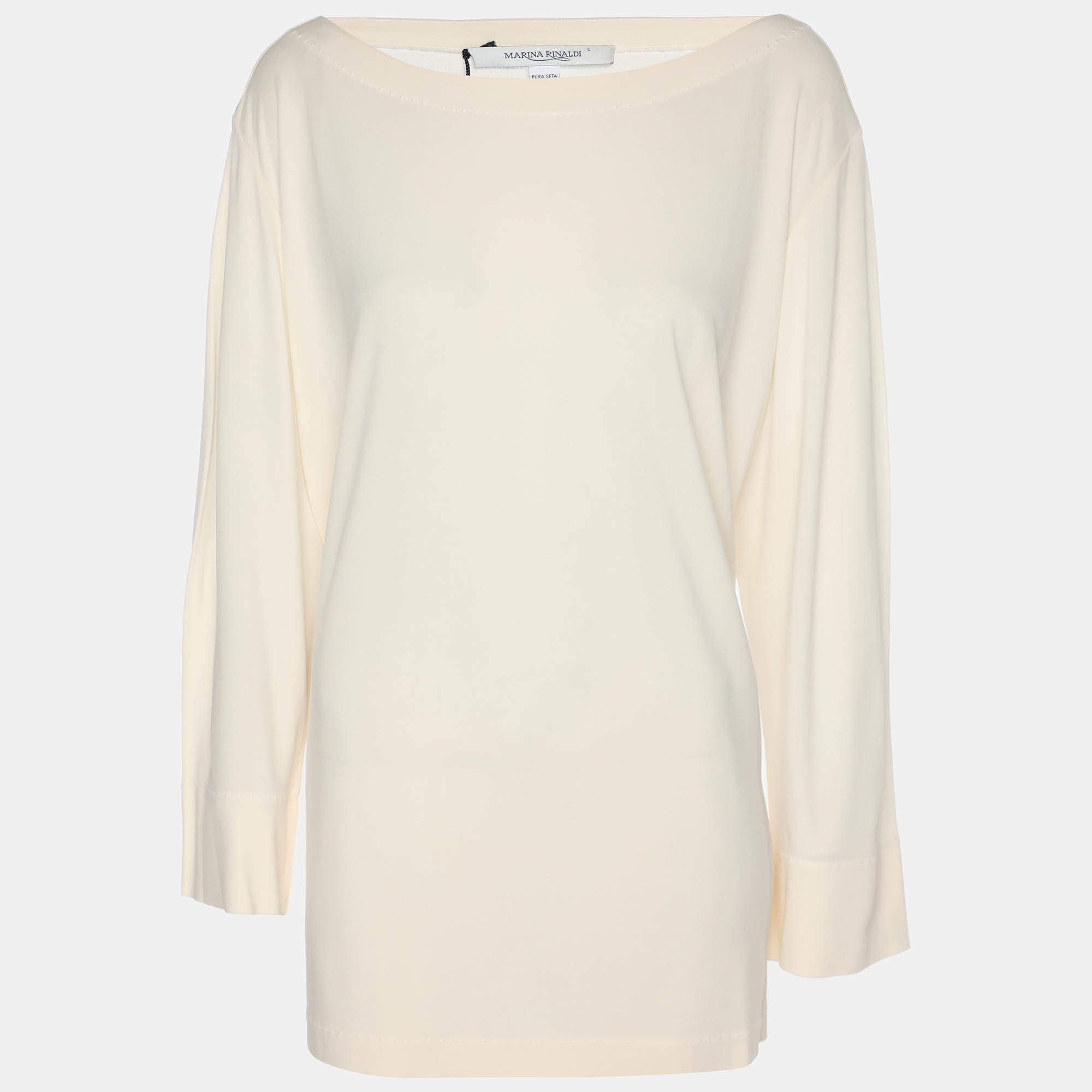 Pre Owned Marina Rinaldi Light Beige Long Sleeve Sweater L