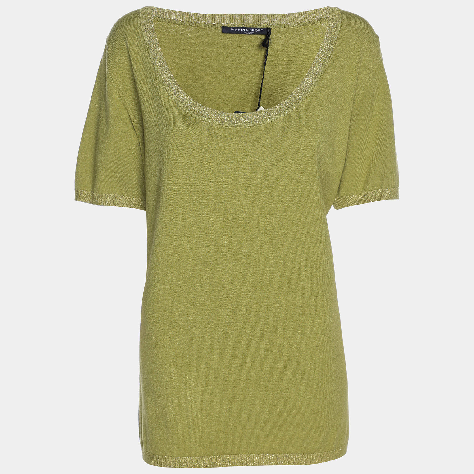 Pre Owned بلوزة مارينا سبورت من مارينا رينالدي خضراء مطاطة كبيرة