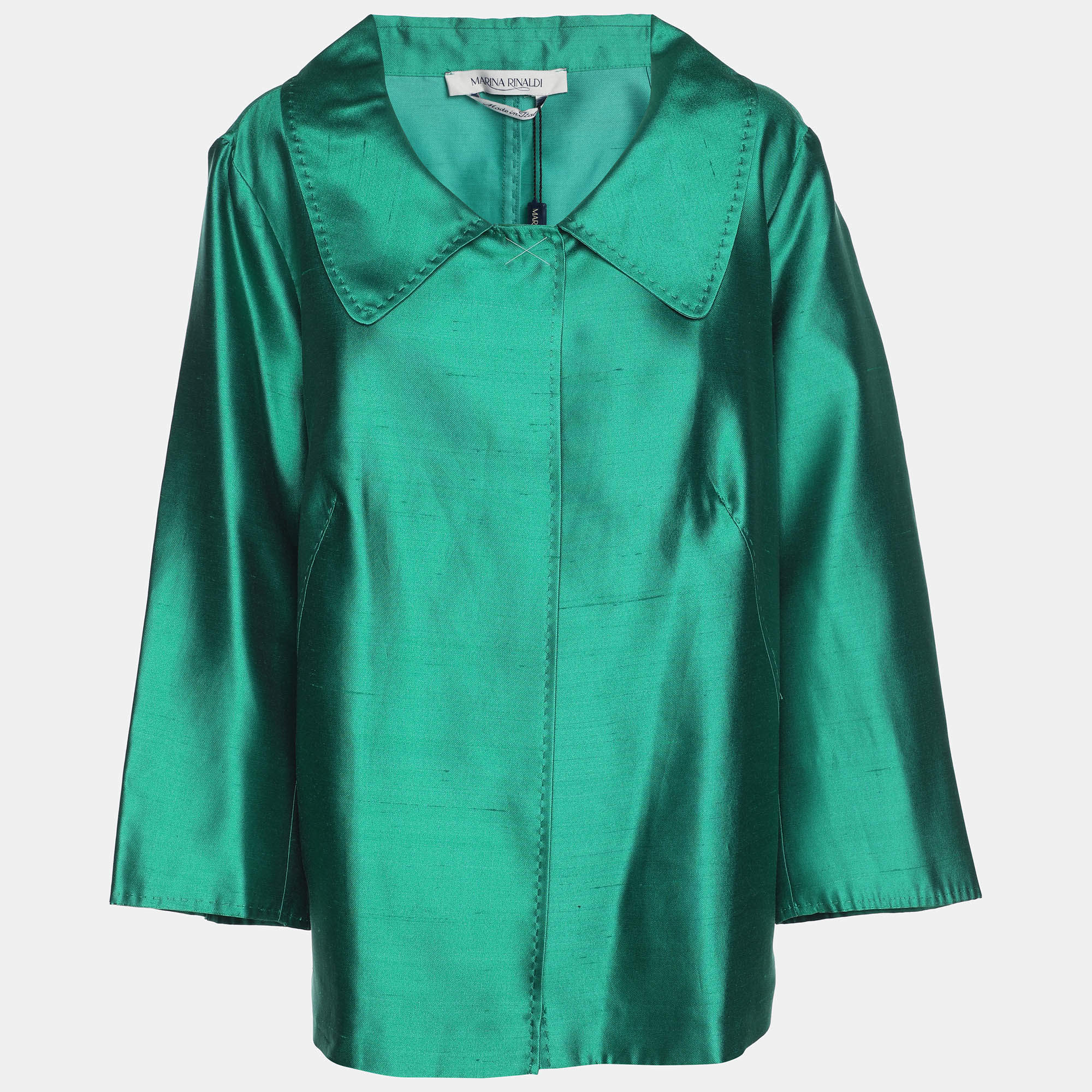 Pre Owned Marina Rinaldi Green Silk Top L