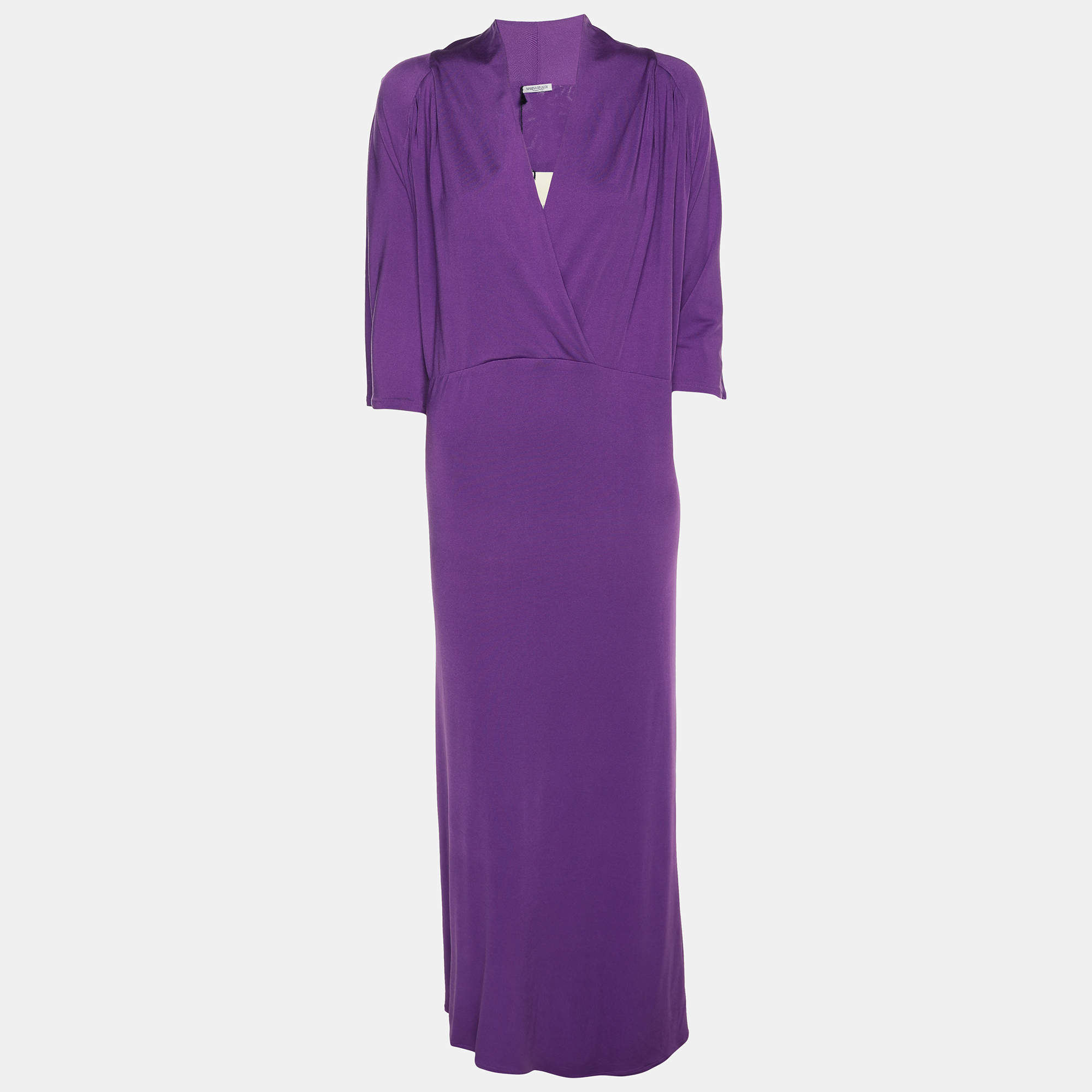 Pre Owned Marina Rinaldi Purple Jersey Midi Dress XL