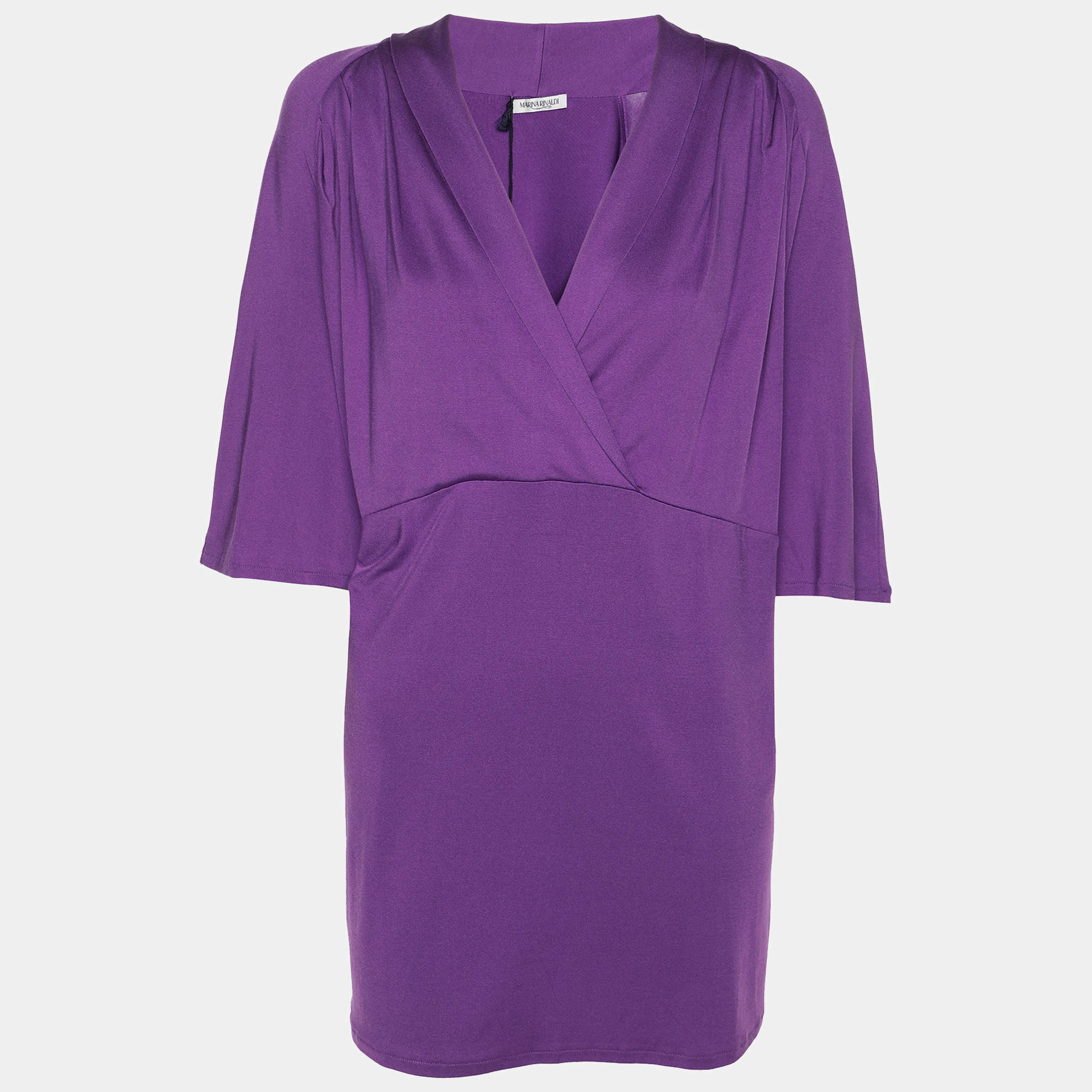 Pre Owned Marina Rinaldi Purple Jersey V Neck Tunic L