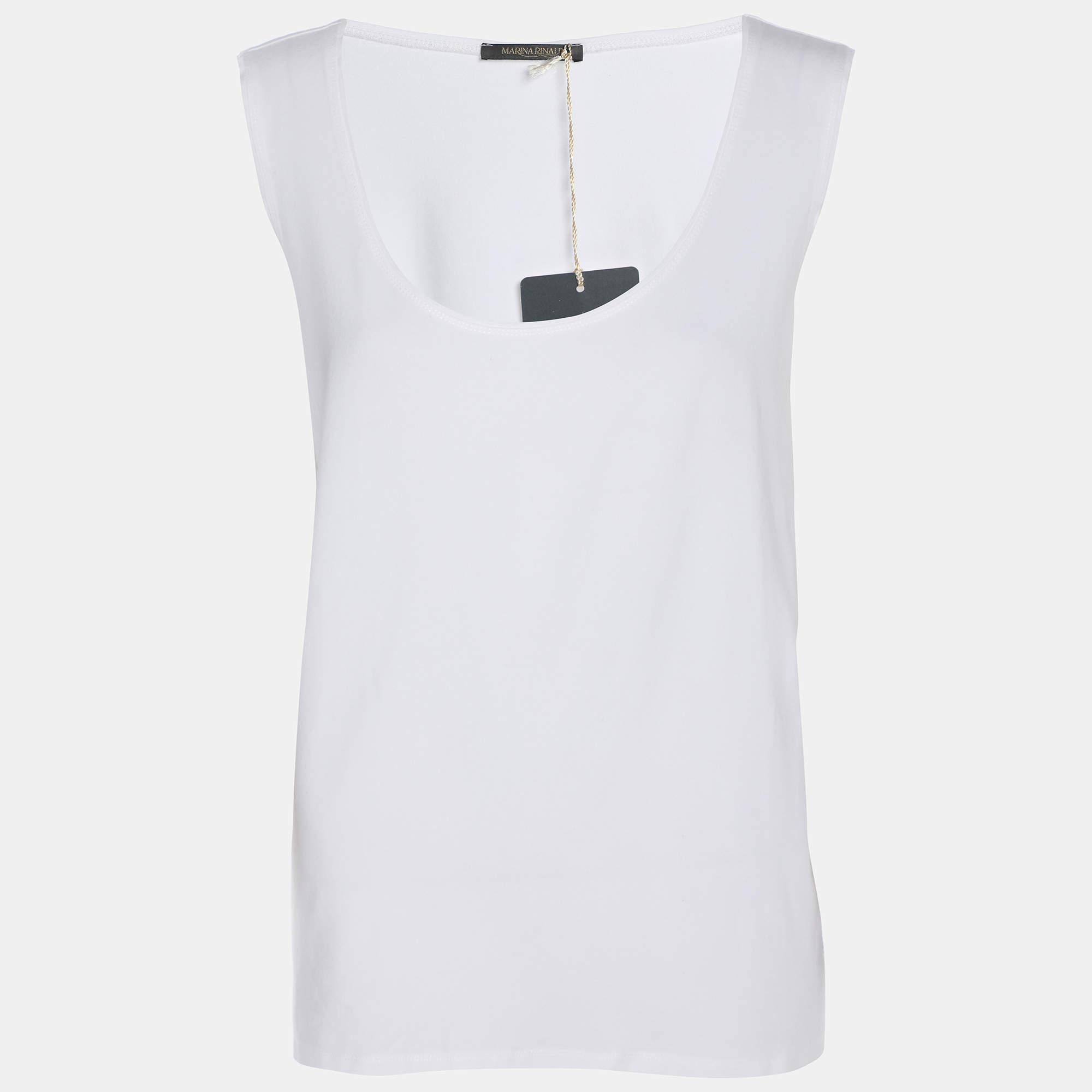 Pre Owned Marina Rinaldi Cream Jersey Scoop Neck Camisole L