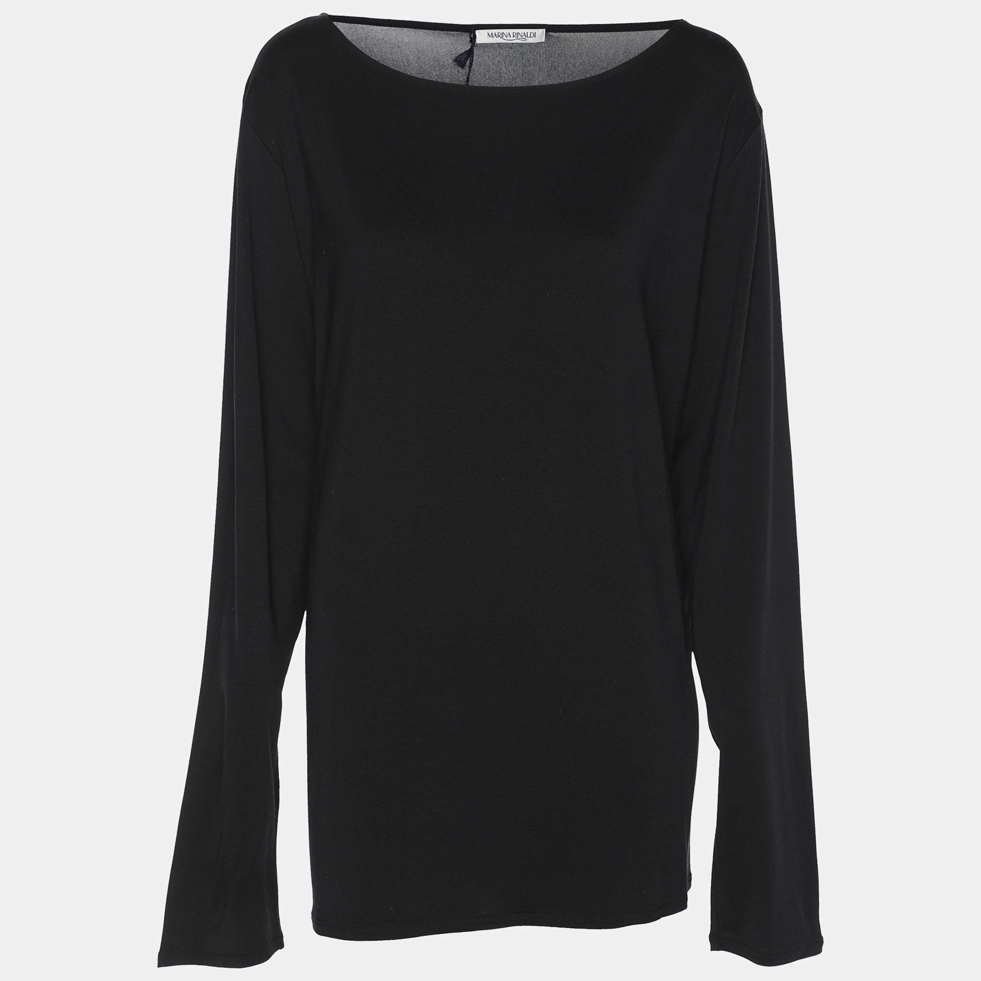 Pre Owned Marina Rinaldi Black Jersey Long Sleeve Sweater L