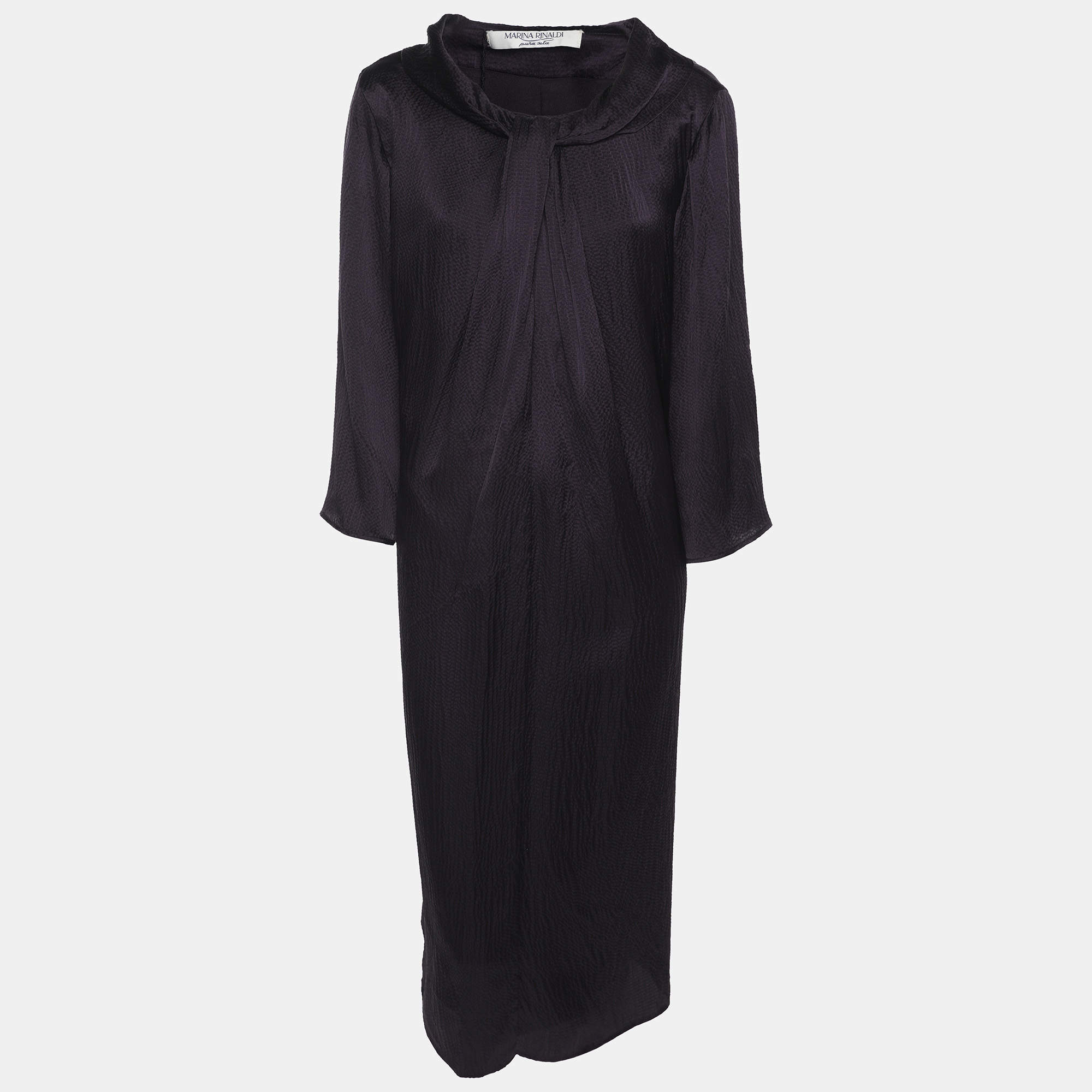 Pre Owned Marina Rinaldi Deep Mauve Crepe Tunic Mini Dress L
