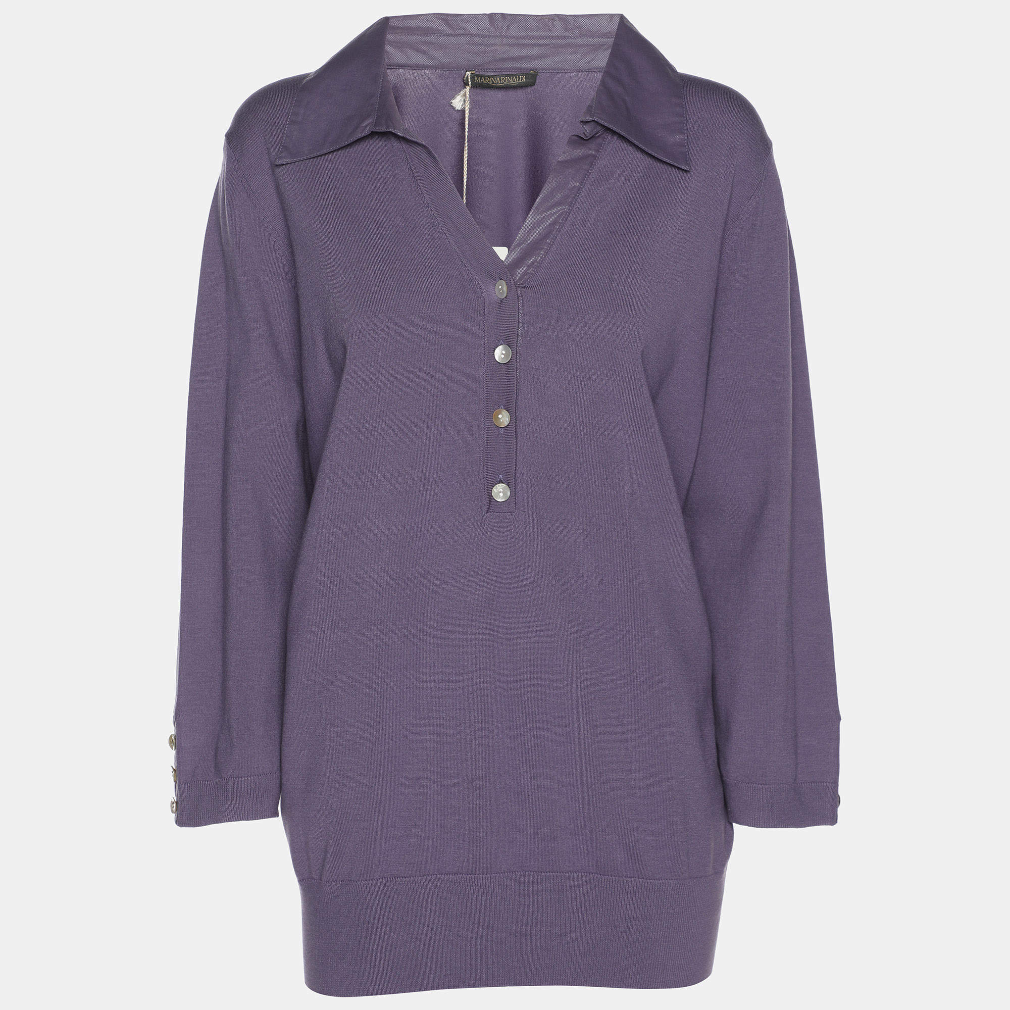 Pre Owned Marina Rinaldi Purple Knit Full Sleeve T-Shirt L