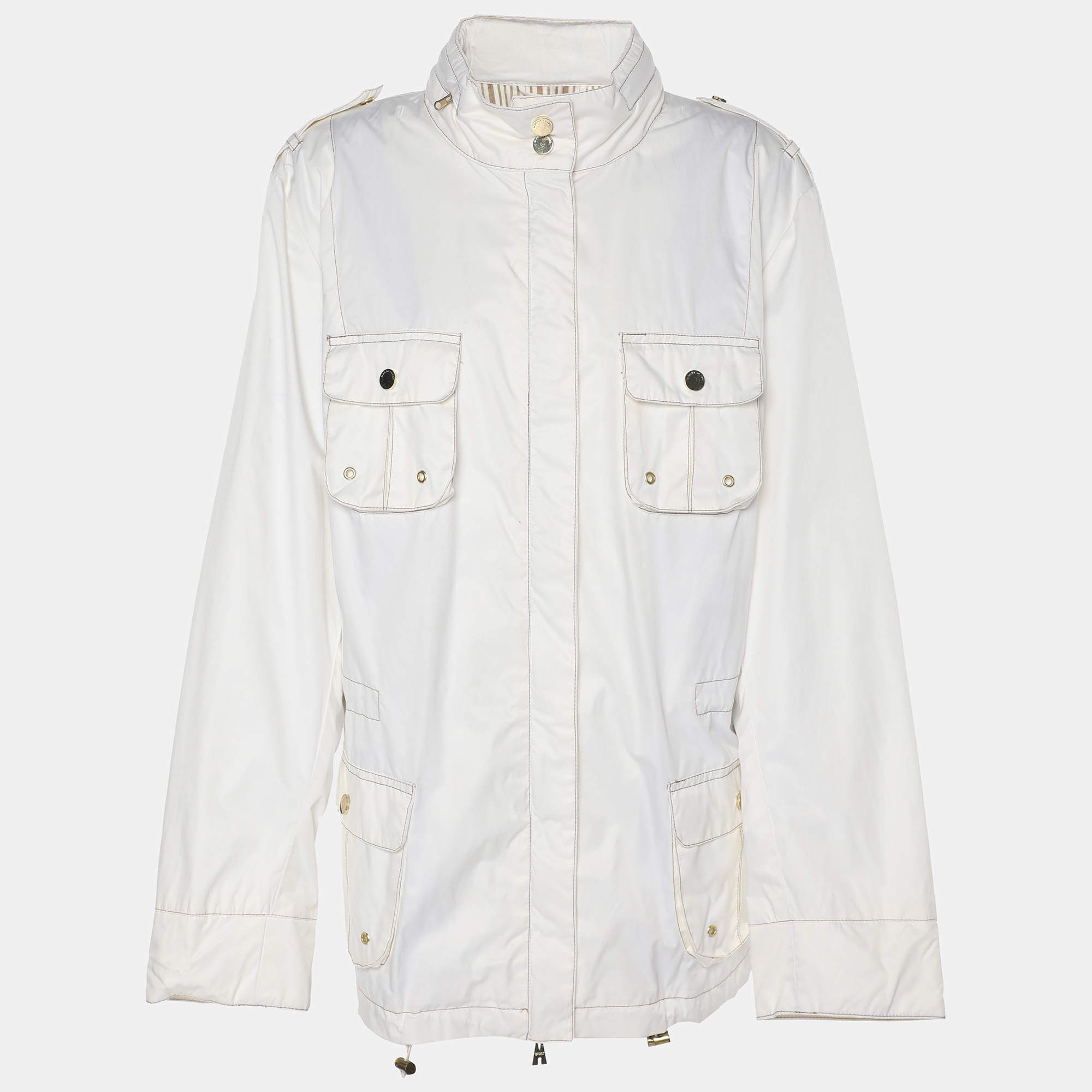 مملوكة مسبقًا جاكيتات مارينا سبورت باي مارينا رينالدي أبيض مزيج نايلون بسحّاب مقاس كبير