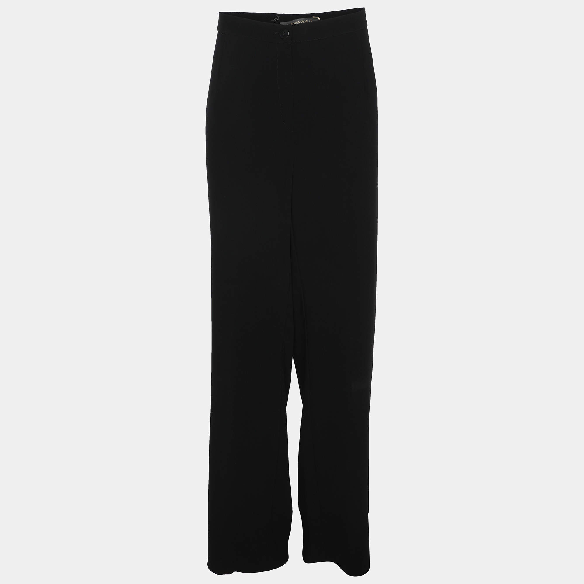 Pre Owned Marina Rinaldi Black Crepe Trousers L