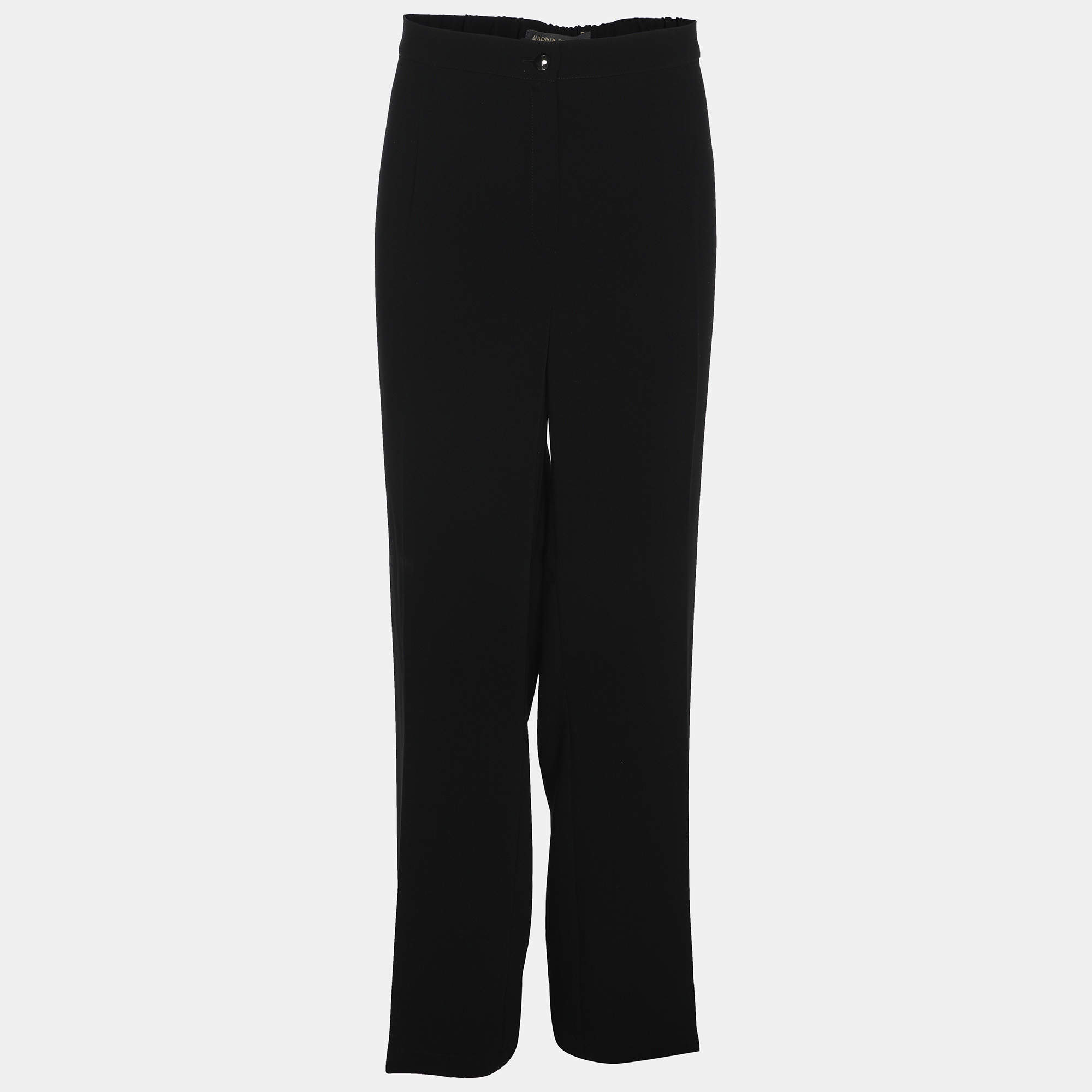 Pre Owned Marina Rinaldi Black Crepe Trousers L
