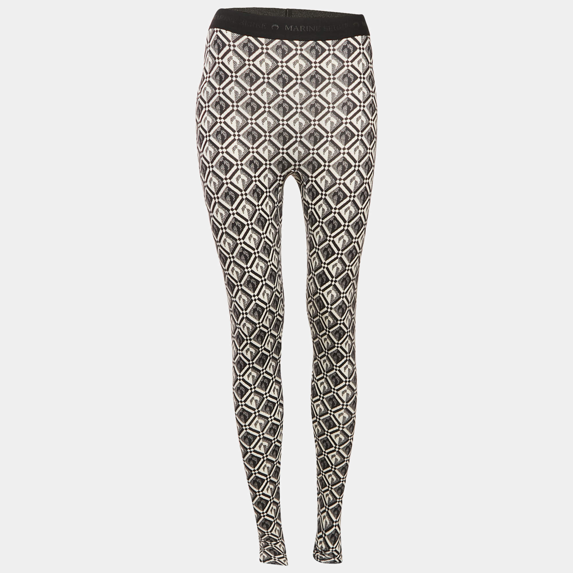 Pre Owned Marine Serre Monochrome Moon Diamond Jersey Fuseax Leggings S