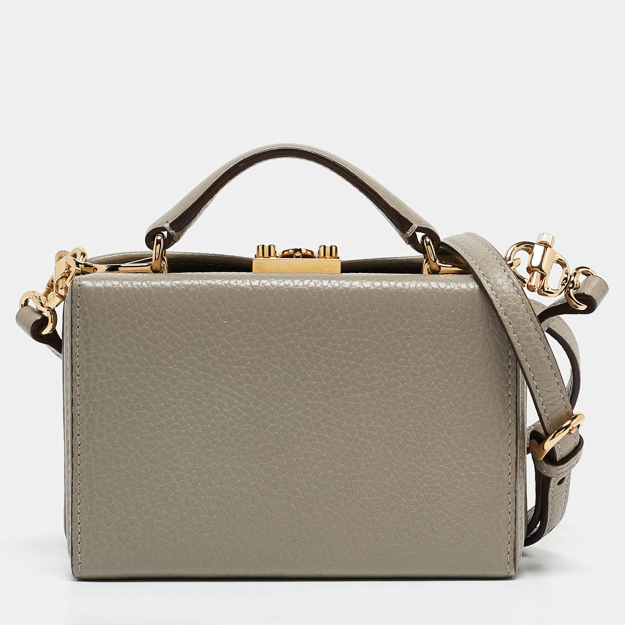 Mark Cross Grey Leather Mini Grace Box Bag