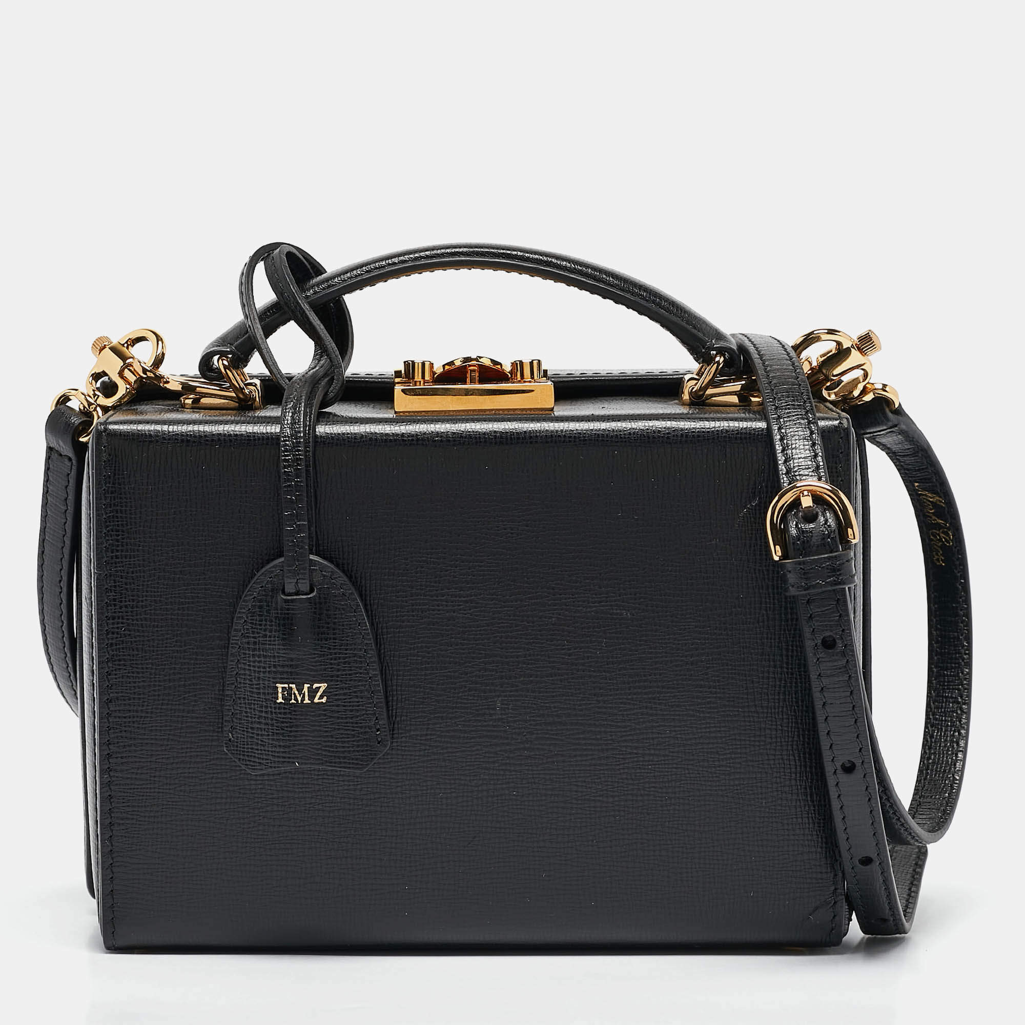 Pre Owned Mark Cross Black Leather Small Grace Box Bag