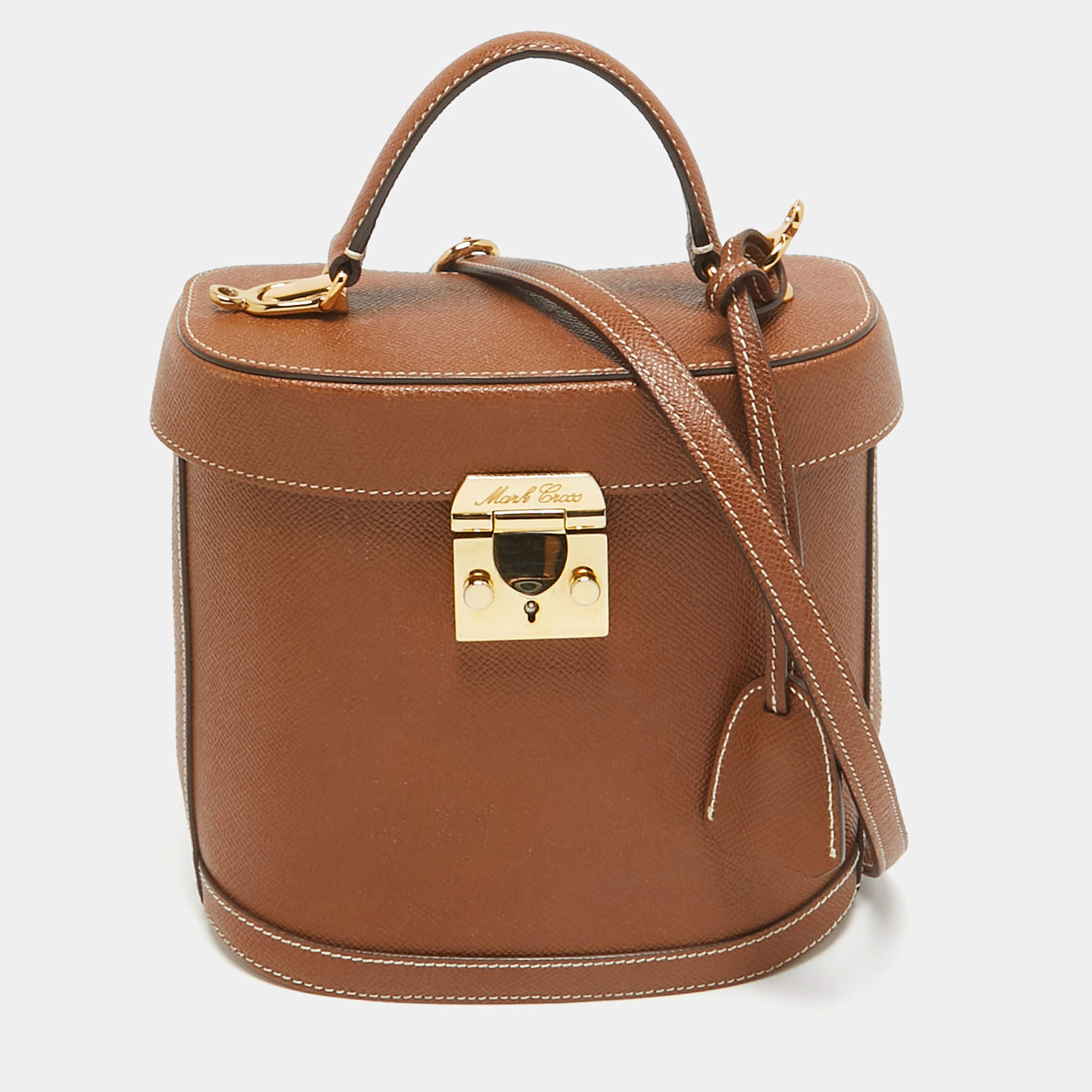 Mark Cross Brown Leather Benchley Top Handle Bag