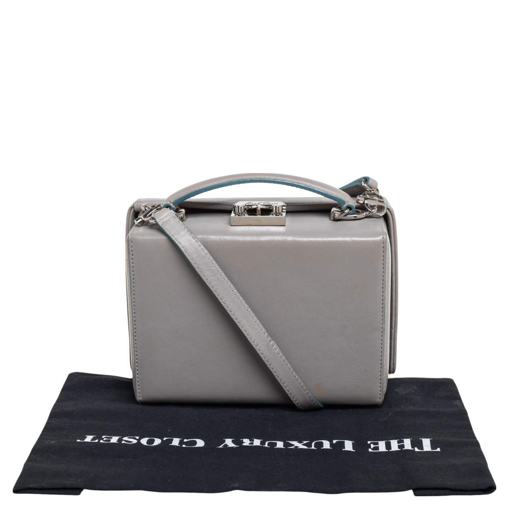 Mark Cross Grace Box Bag Leather Small Gray 1505621