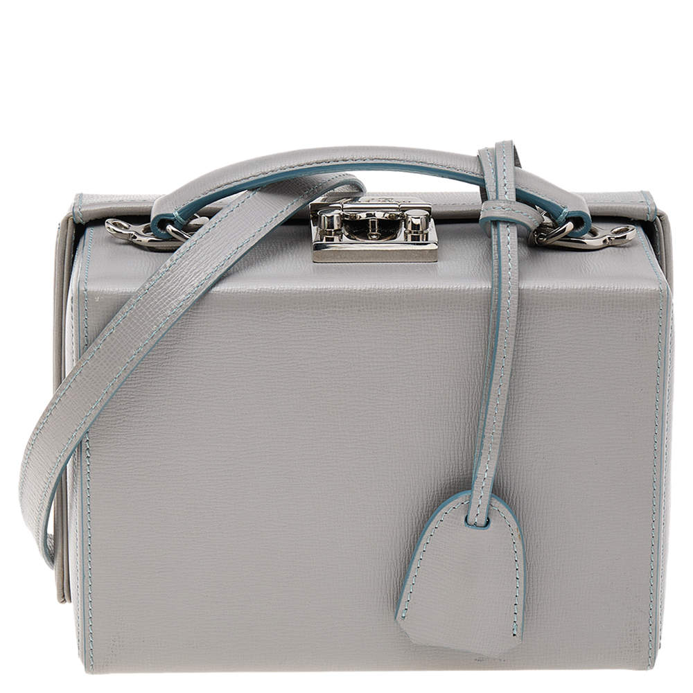 Mark Cross Grey Leather Small Grace Box Bag